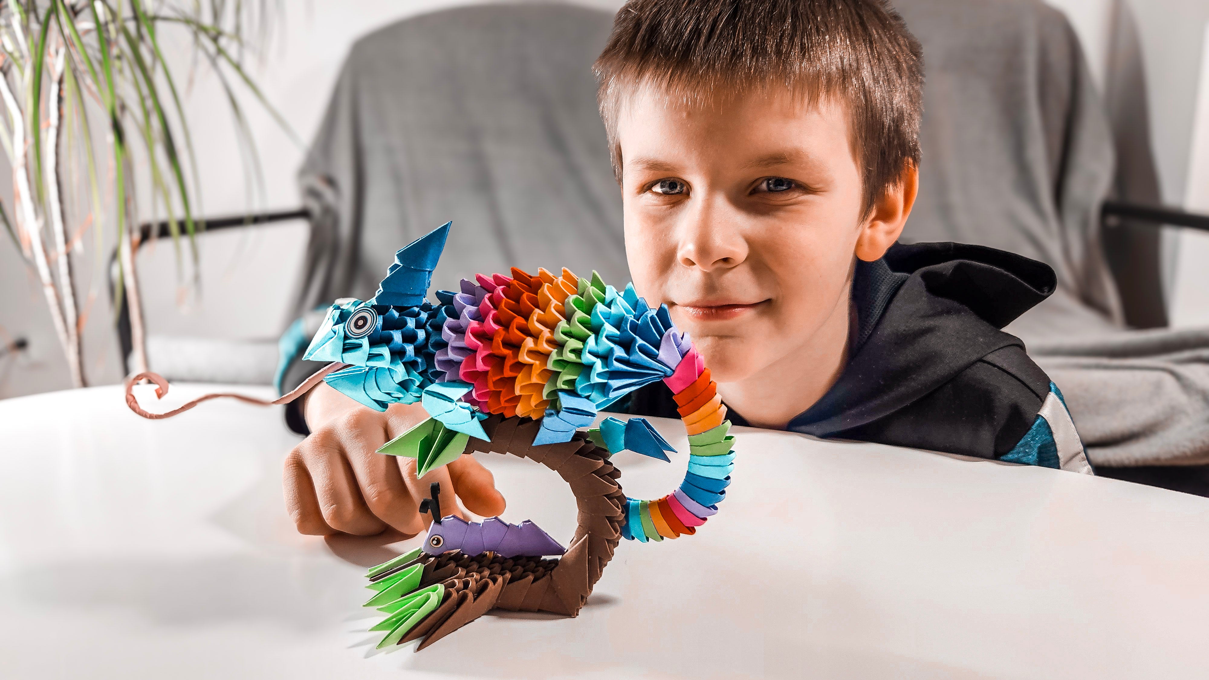 3D Kameleon - Origami (Byg-selv papirskulptur - 380 pcs)