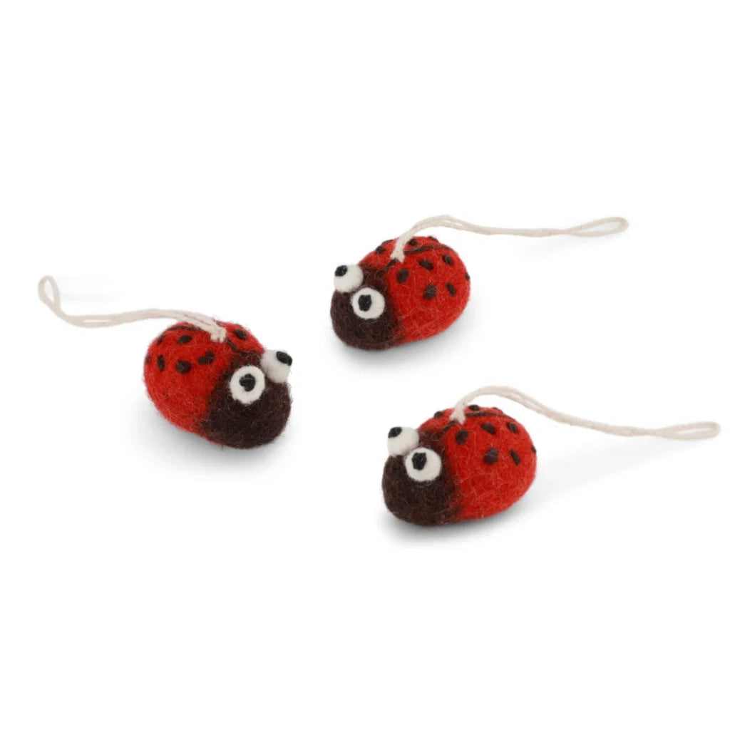 Ladybugs - Rød - Sæt m. 3 - Gry & Sif - H:2 L:3 cm