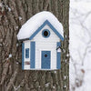 Multi-Fuglekasse/Foderhus - White and Blue Cottage - Ekskl. Pæl