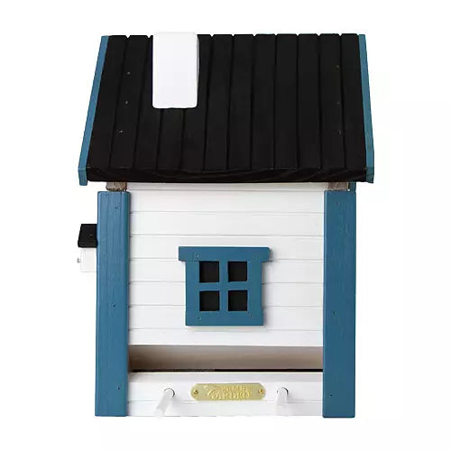 Multi-Fuglekasse/Foderhus - White and Blue Cottage - Ekskl. Pæl