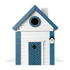 Multi-Fuglekasse/Foderhus - White and Blue Cottage - Ekskl. Pæl
