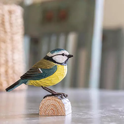 Blåmejse DecoBird - Håndskåret Træfigur Af Wildlife Garden