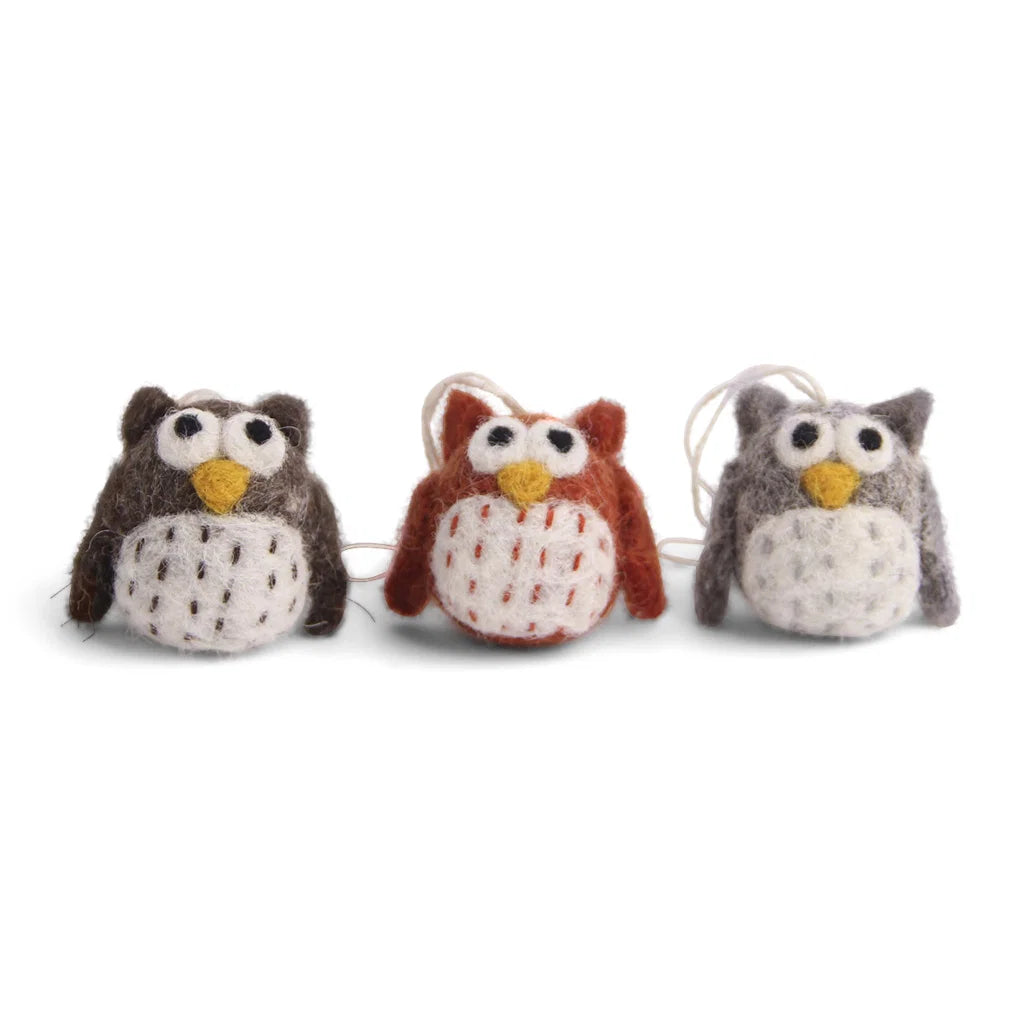 Mini Owls - Natural Colors - Sæt m. 3 - Gry & Sif - 4 cm