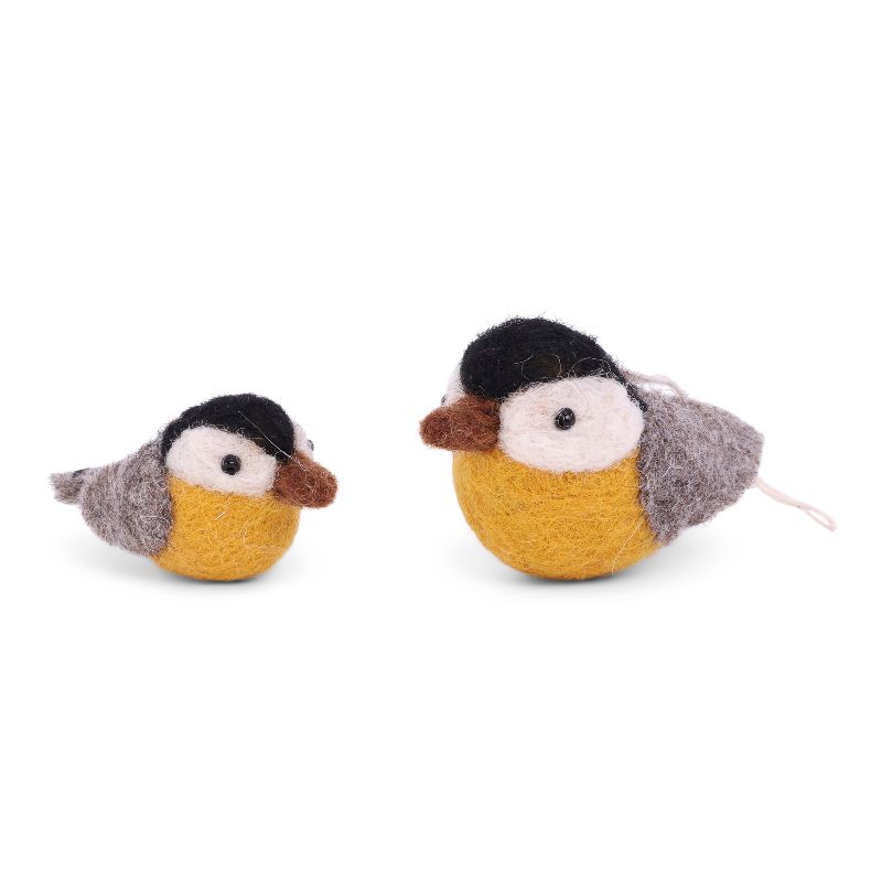 Bird - Yellow - Sæt m. 2 - Gry & Sif - H:4 L:7 W: 3 cm (Stor + lille)