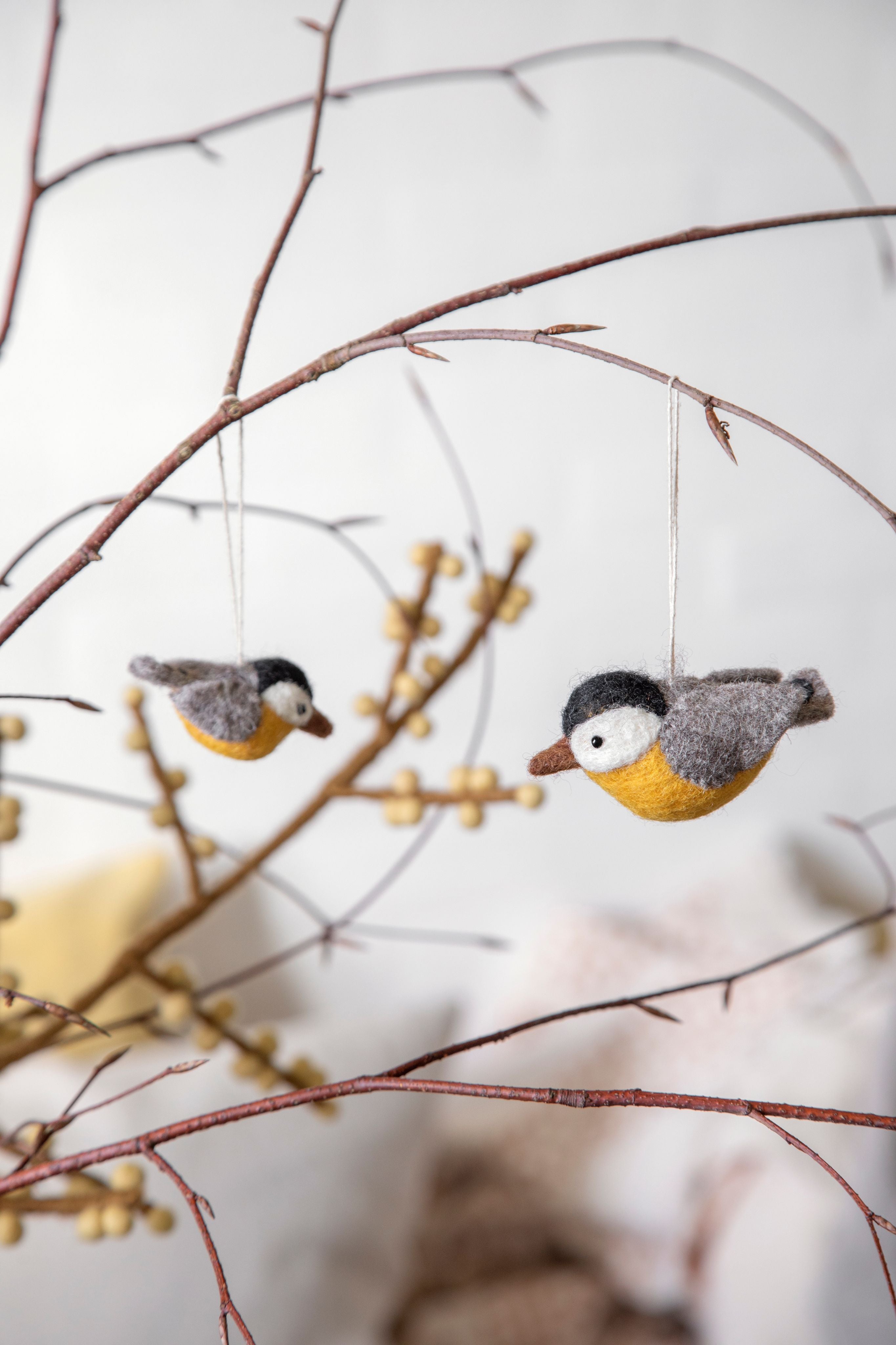 Bird - Yellow - Sæt m. 2 - Gry & Sif - H:4 L:7 W: 3 cm (Stor + lille)