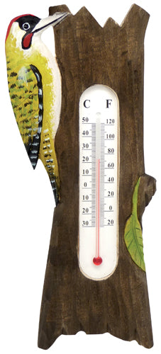 Vægtermometer i træ med Grønspætte H:24 B: 8 cm – Trade Winds