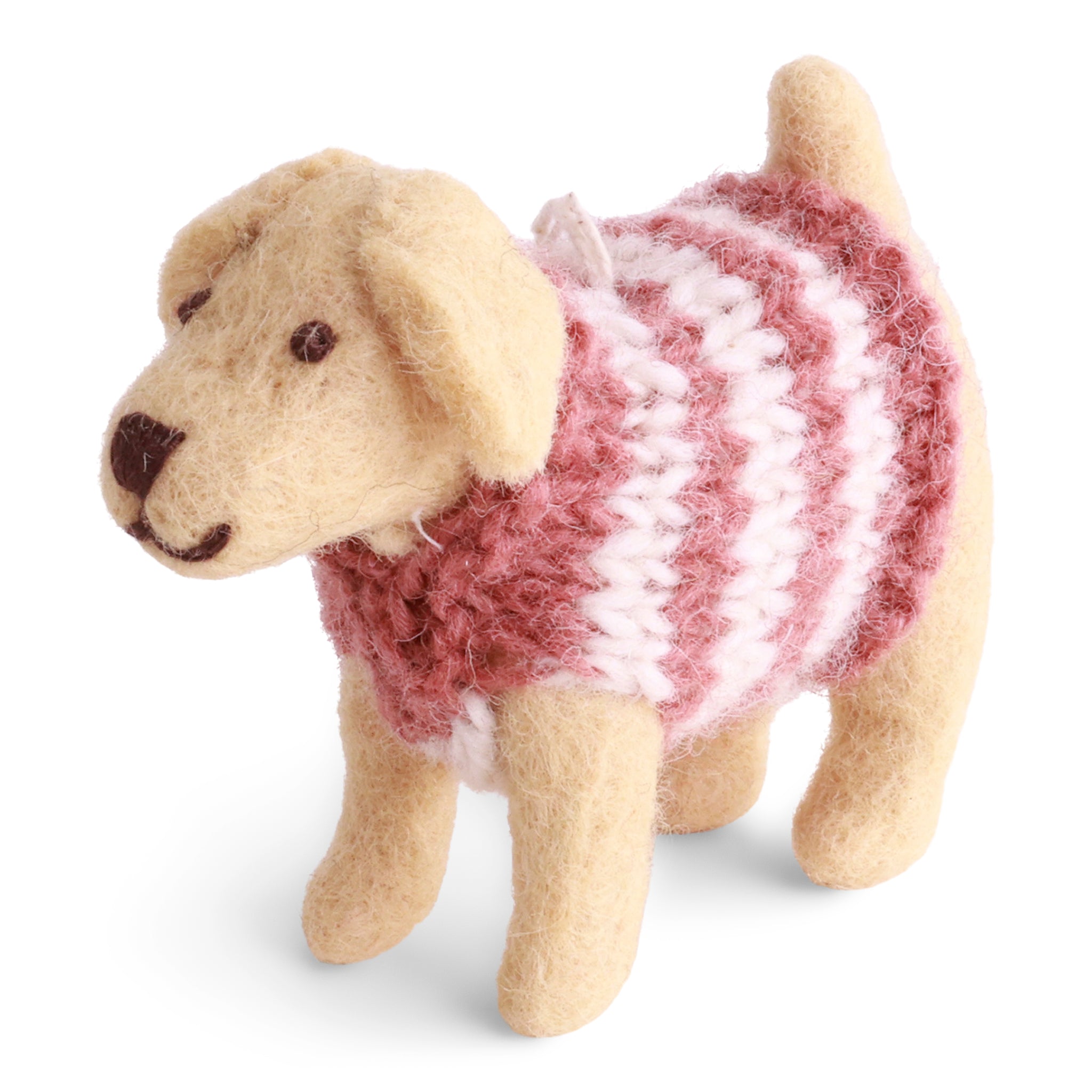 Dog - Labrador w. knitted sweater - Gry & Sif - H:7 L: 9 cm
