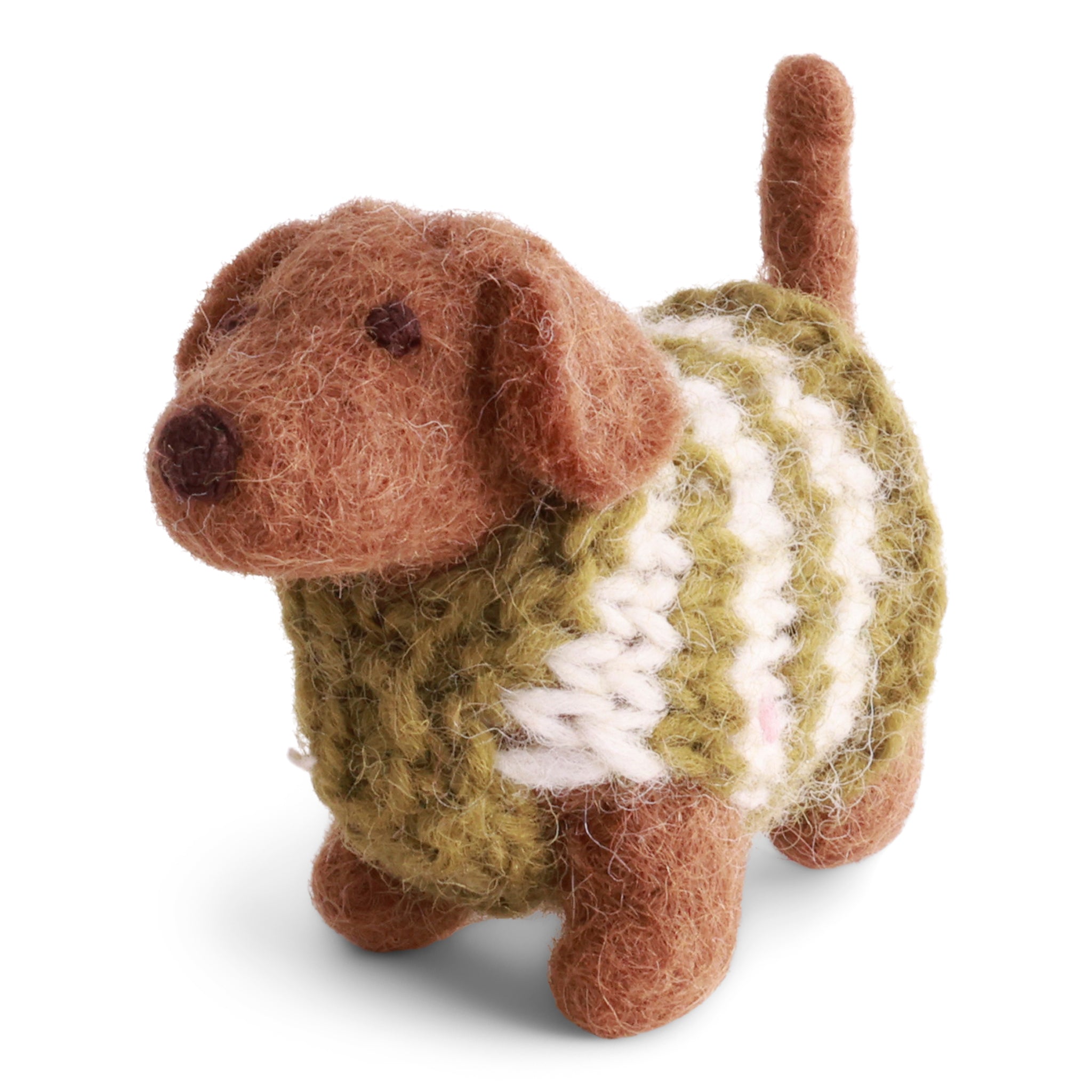 Dog - Dachshund w. Knitted Sweater - Gry & Sif - H:5 L:8 W:3,5 cm