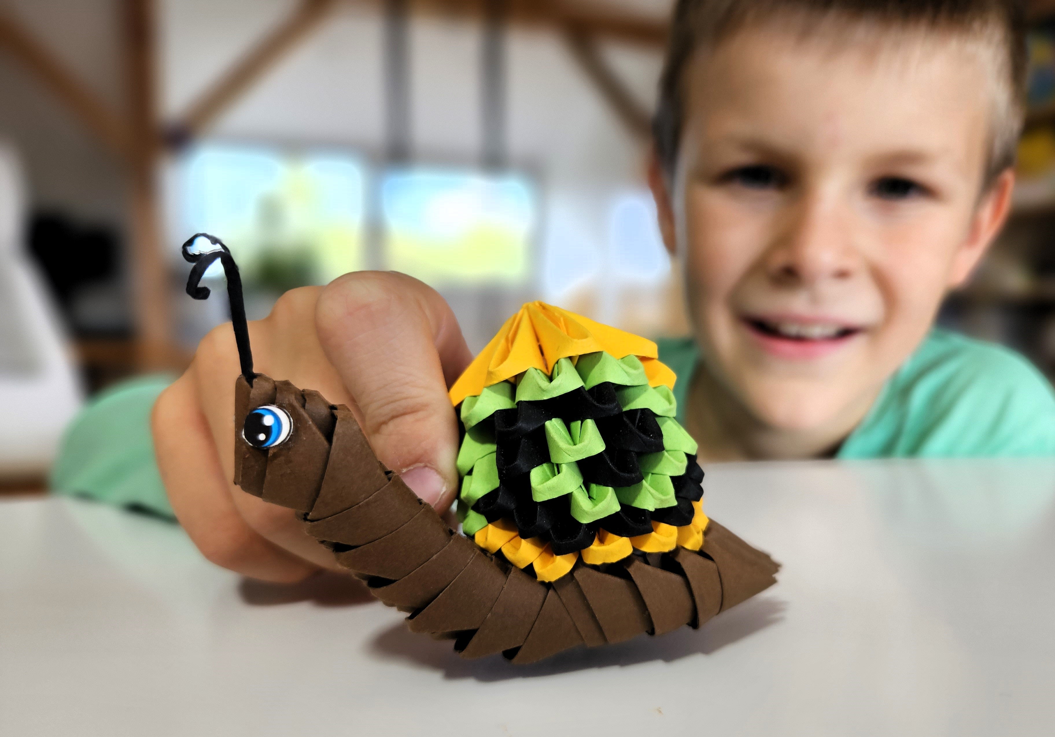 3D Snegl - Origami (Byg-selv papirskulptur)