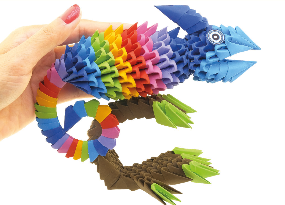3D Kameleon - Origami (Byg-selv papirskulptur - 380 pcs)
