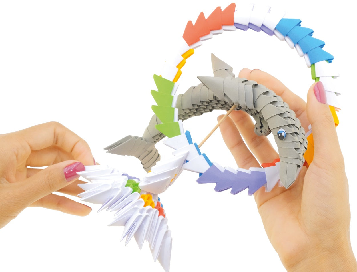 3D Delfin - Origami (Byg-selv papirskulptur - 343 pcs)