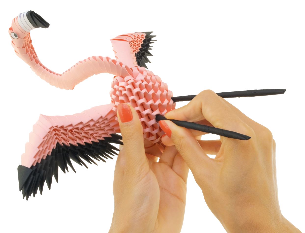 3D Flamingo - Origami (Byg-selv papirskulptur - 571 pcs)
