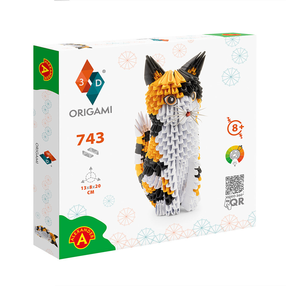 3D Kat - Origami (Byg-selv papirskulptur - 743 pcs)