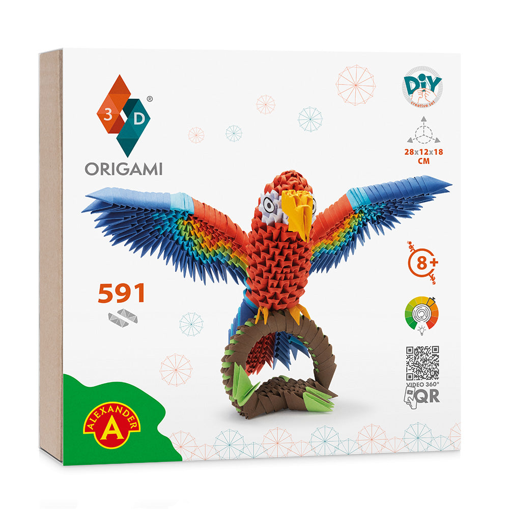 3D Papegøje - Origami (Byg-selv papirskulptur - 591 pcs)