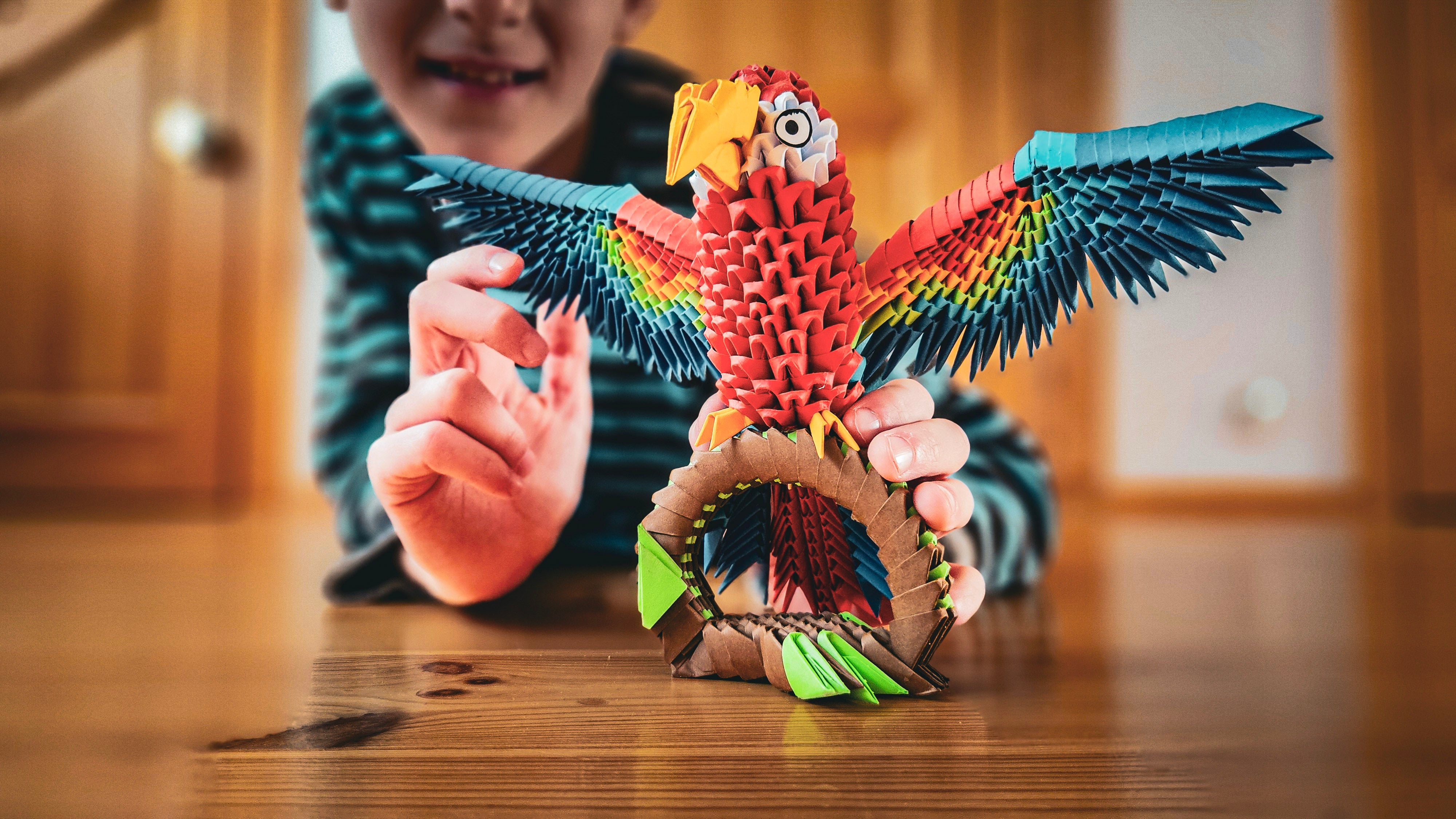 3D Papegøje - Origami (Byg-selv papirskulptur - 591 pcs)