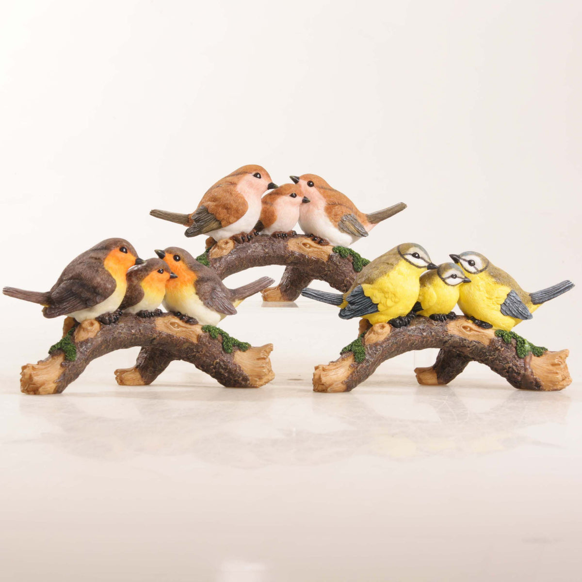 Fuglefamilie på gren – 3 varianter – Farmwood