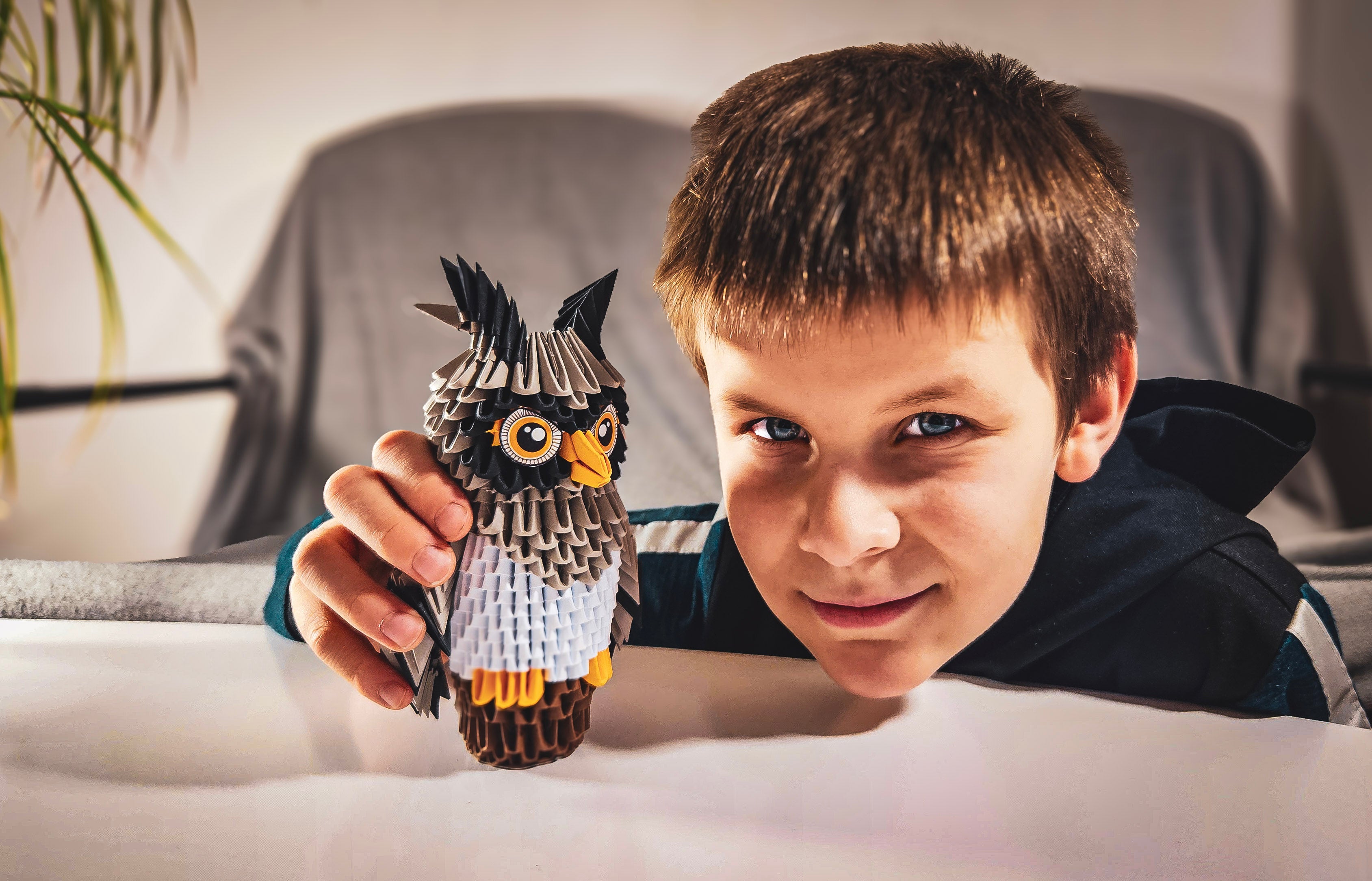 3D Ugle - Origami (Byg-selv papirskulptur - 565 pcs)