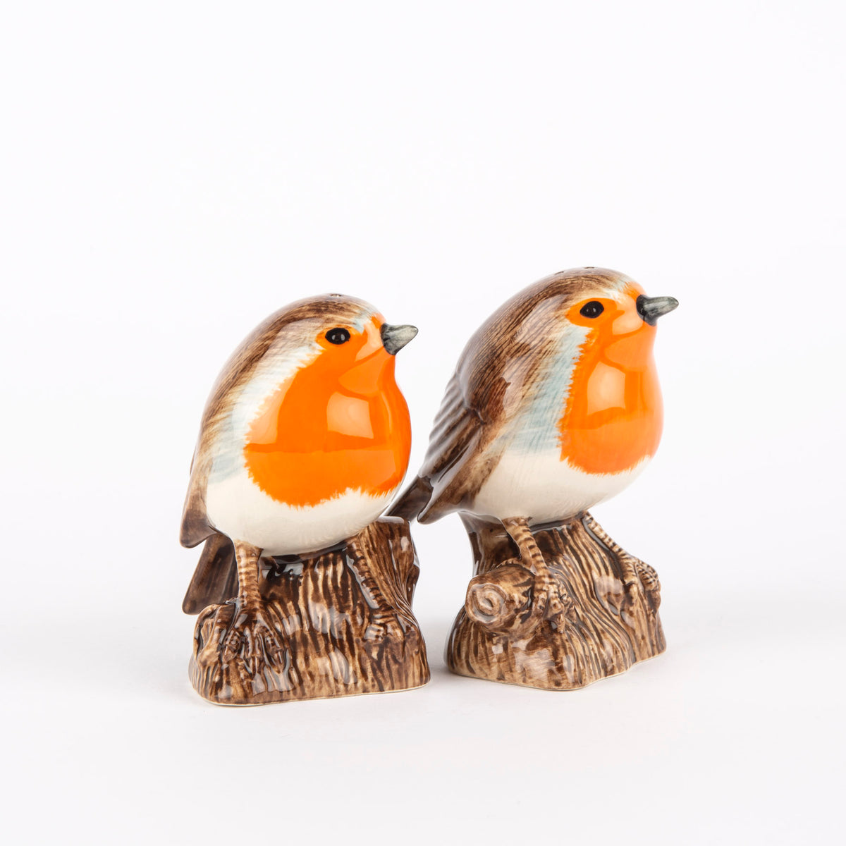 Salt- og pebersæt med Rødhals – Håndmalet stentøj fra Quail