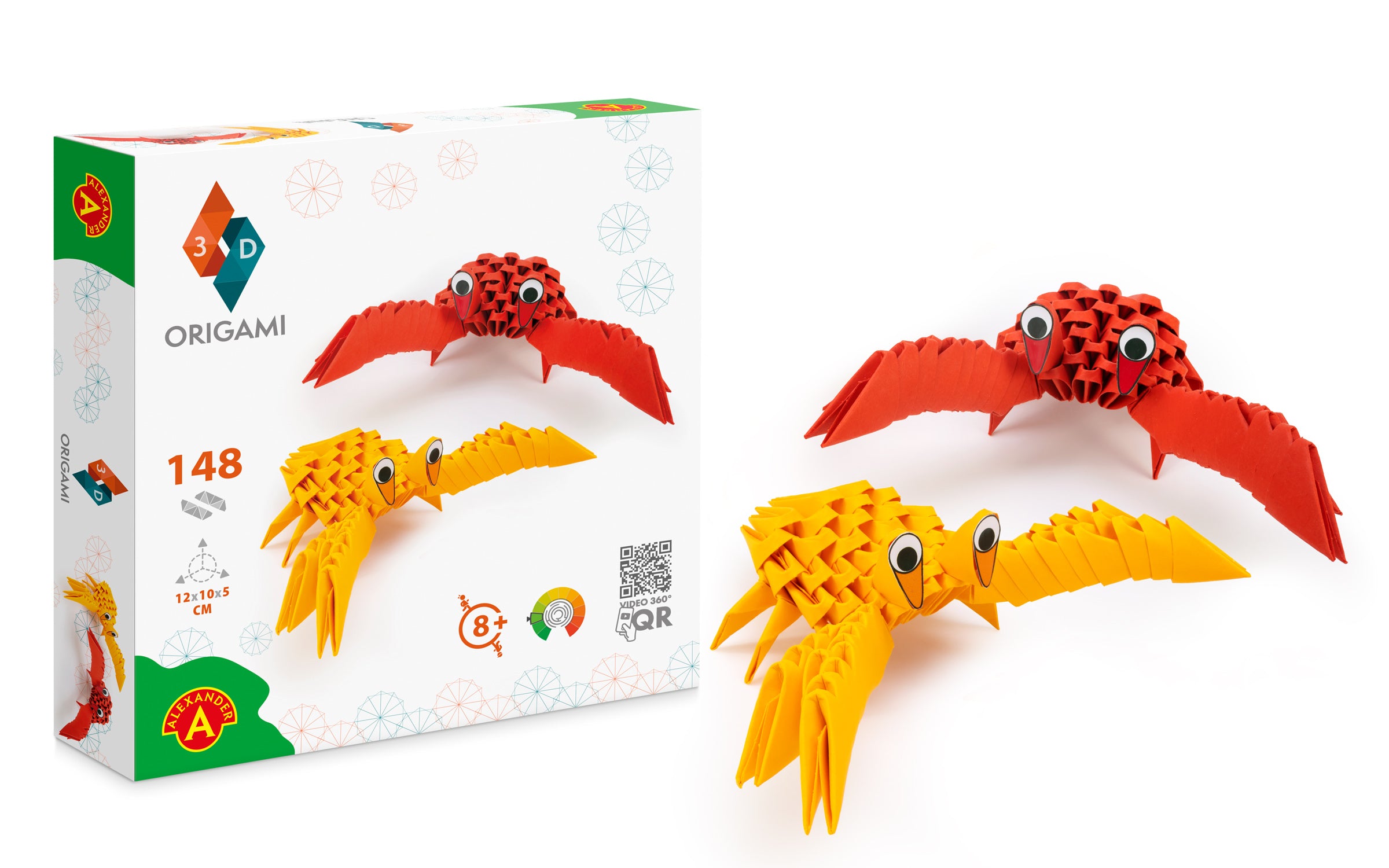 3D krabber - Origami (Byg-selv papirskulptur)