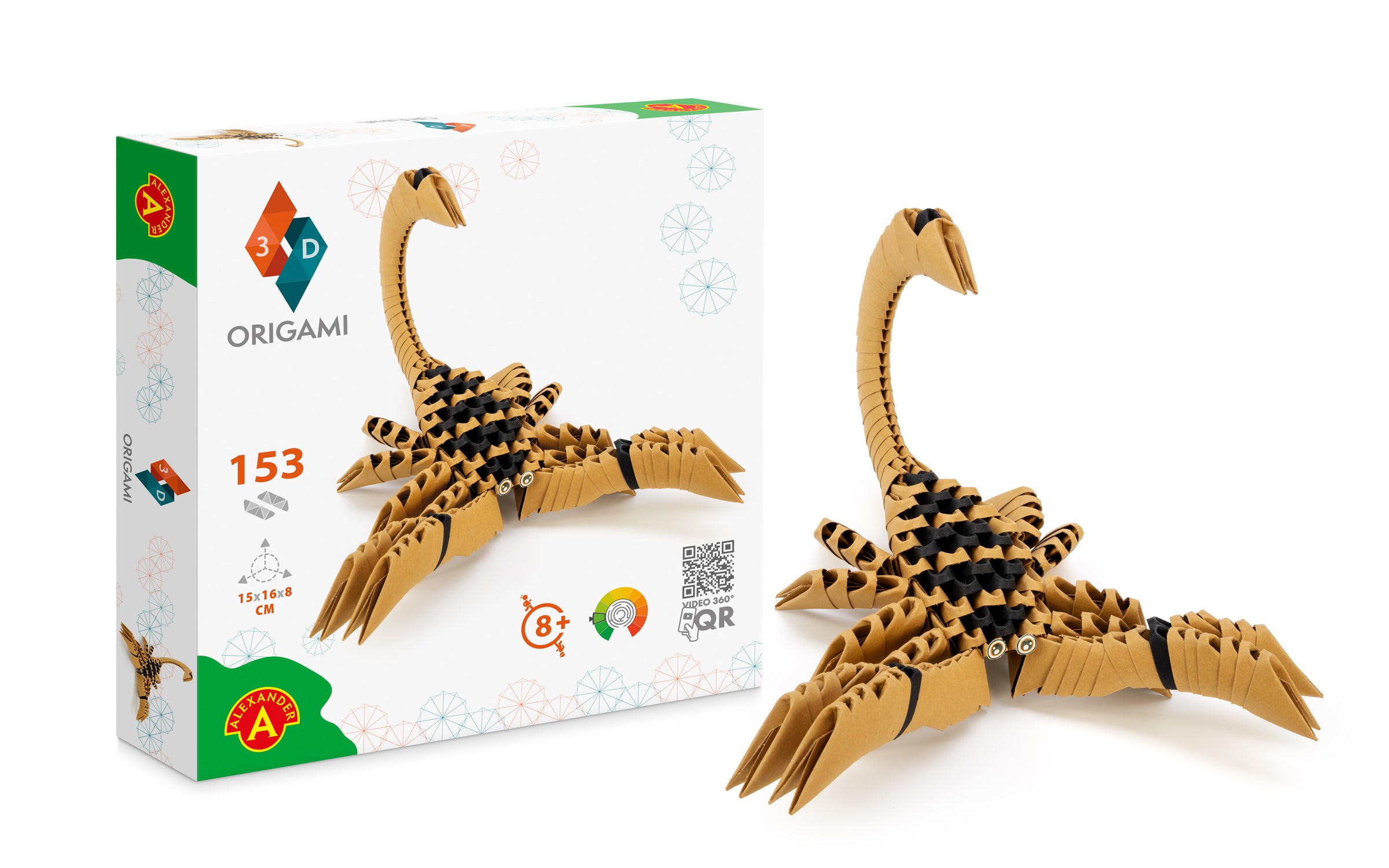 3D Skorpion - Origami (Byg-selv papirskulptur)
