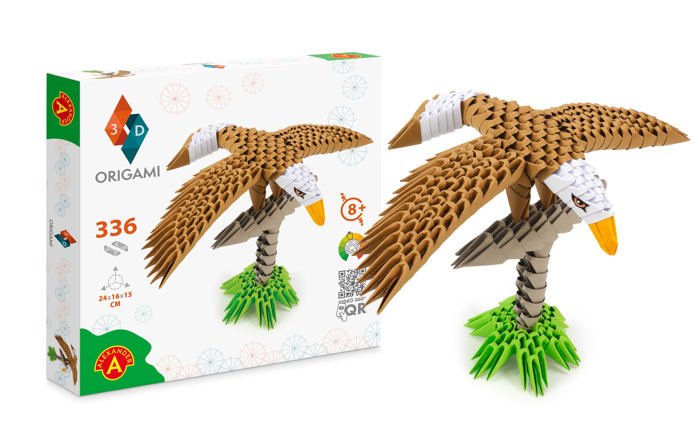 3D Ørn - Origami (Byg-selv papirskulptur - 336 pcs)