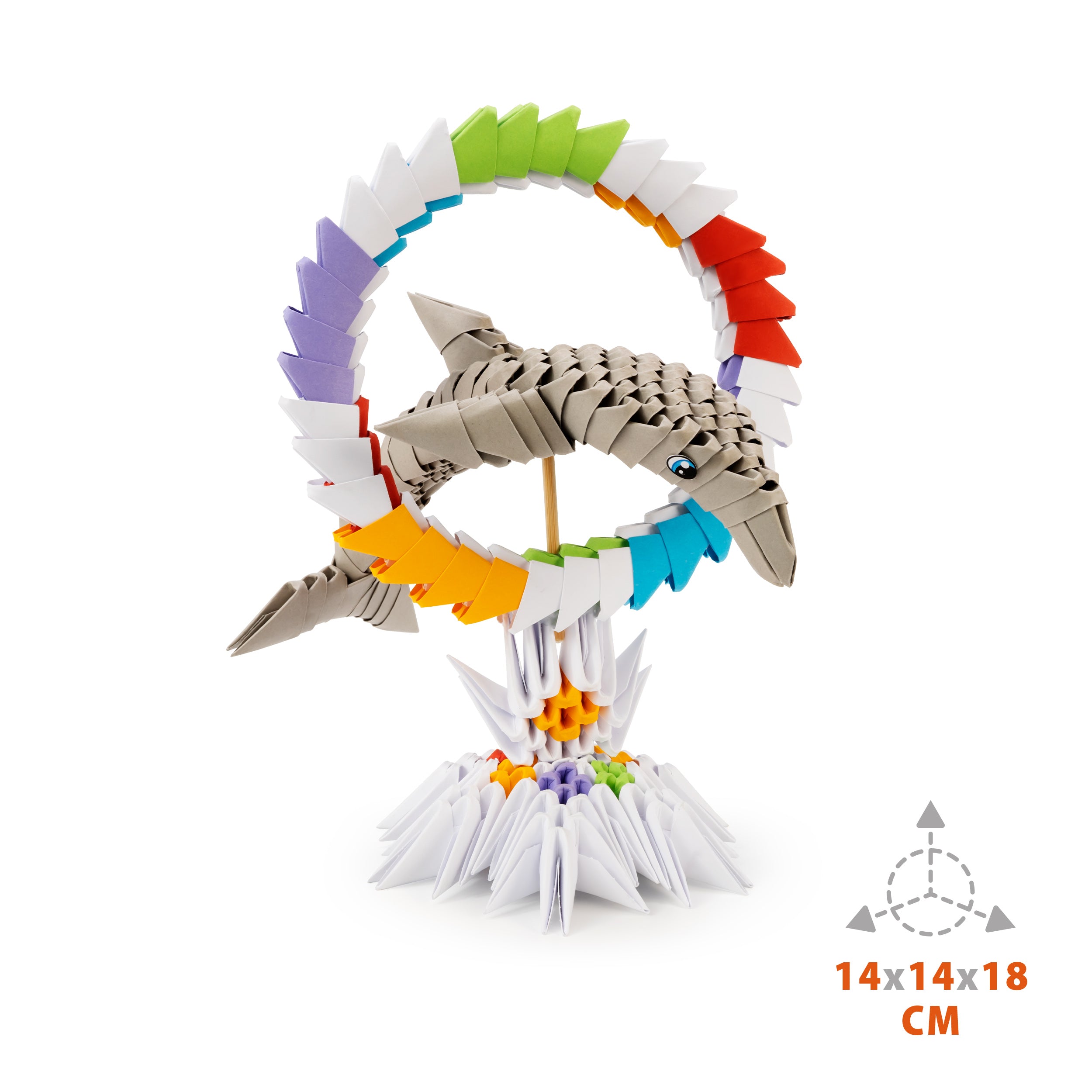 3D Delfin - Origami (Byg-selv papirskulptur)