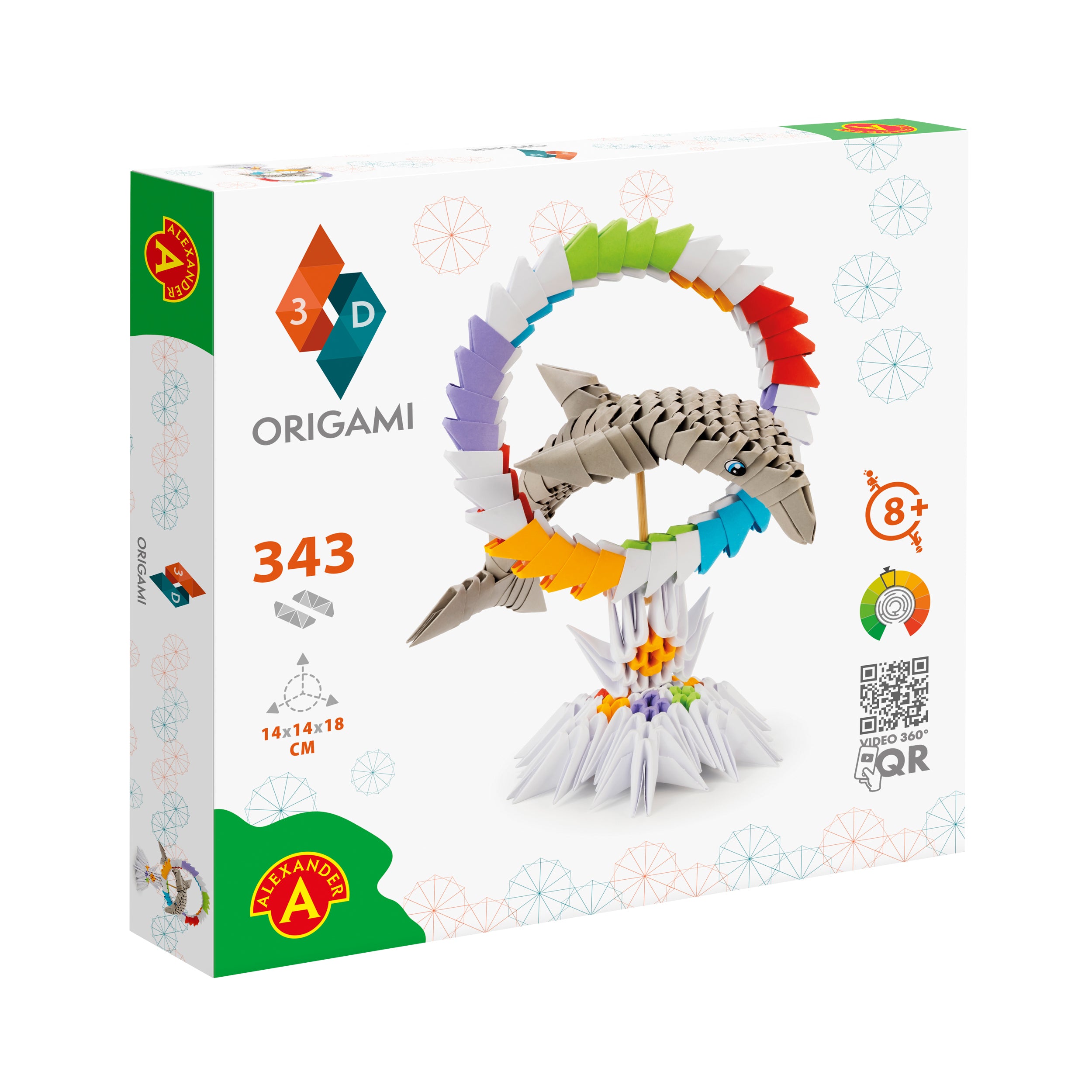 3D Delfin - Origami (Byg-selv papirskulptur - 343 pcs)