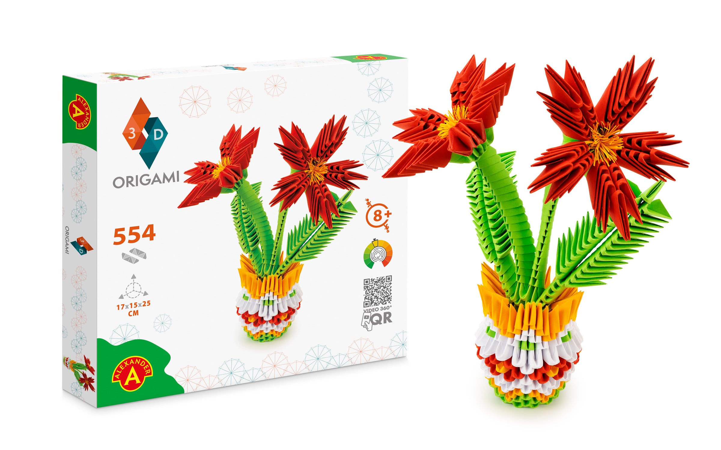 3D Blomster - Origami (Byg-selv papirskulptur - 554 pcs)
