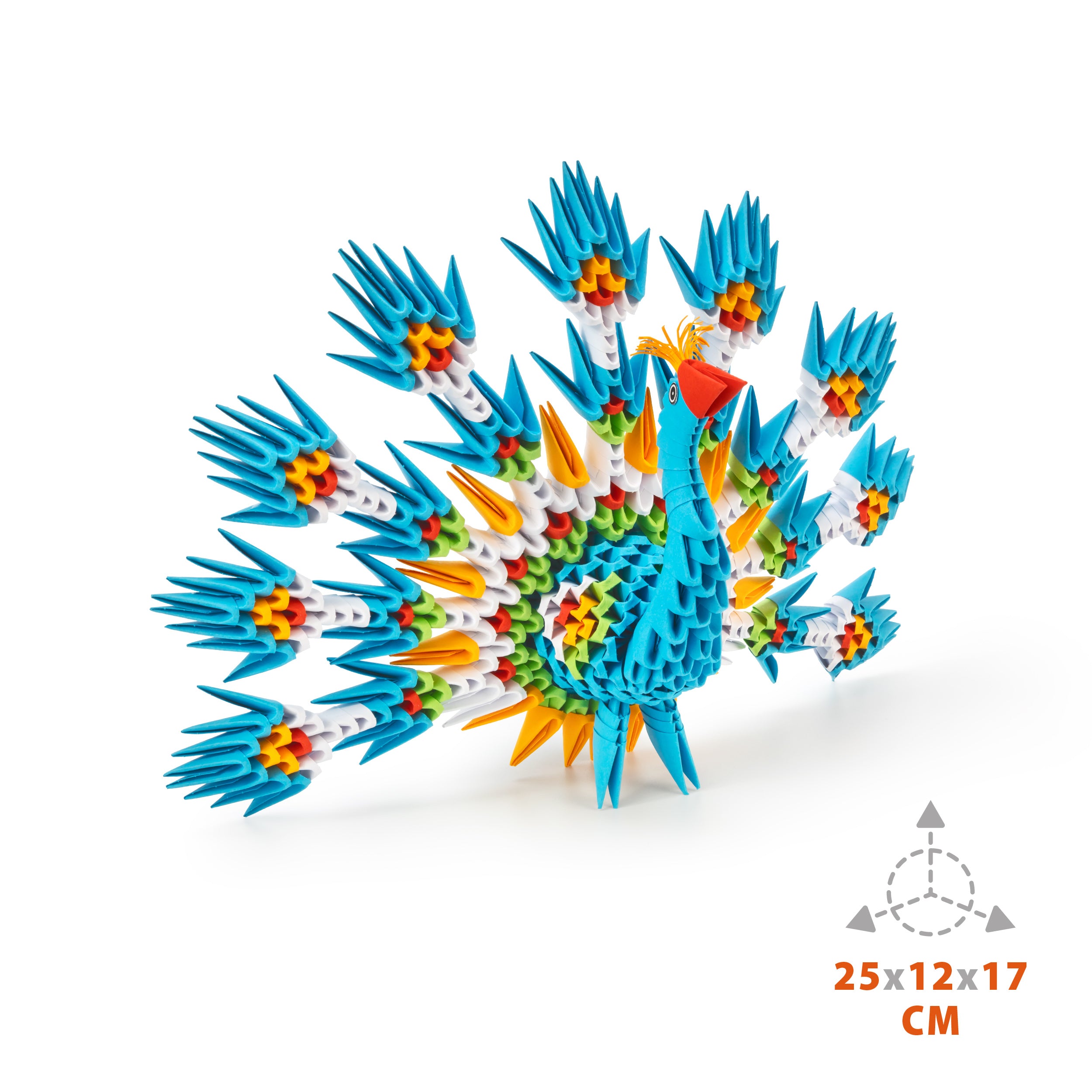 3D Påfugl - Origami (Byg-selv papirskulptur - 549 pcs)