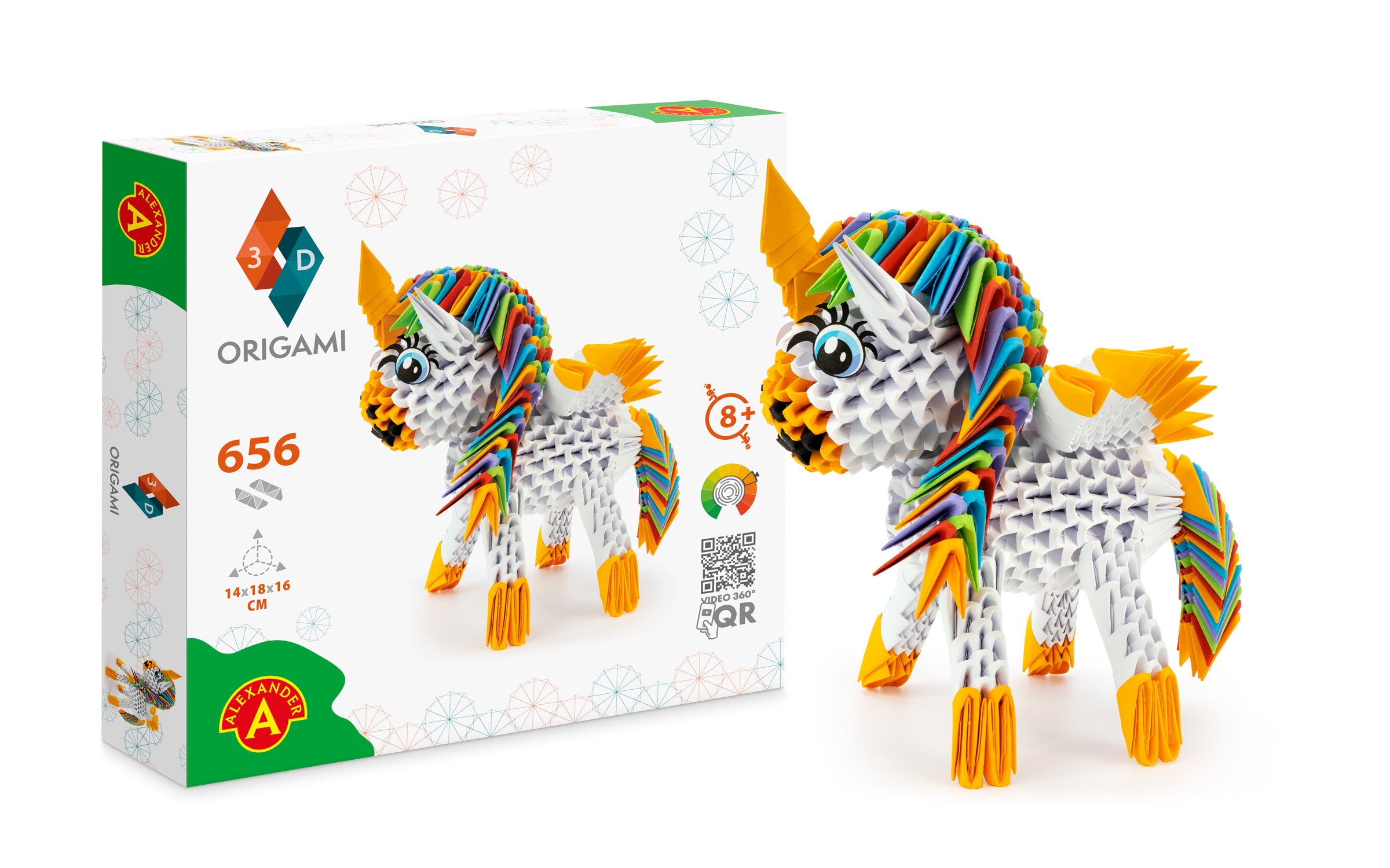 3D Enhjørning - Origami (Byg-selv papirskulptur - 656 pcs)