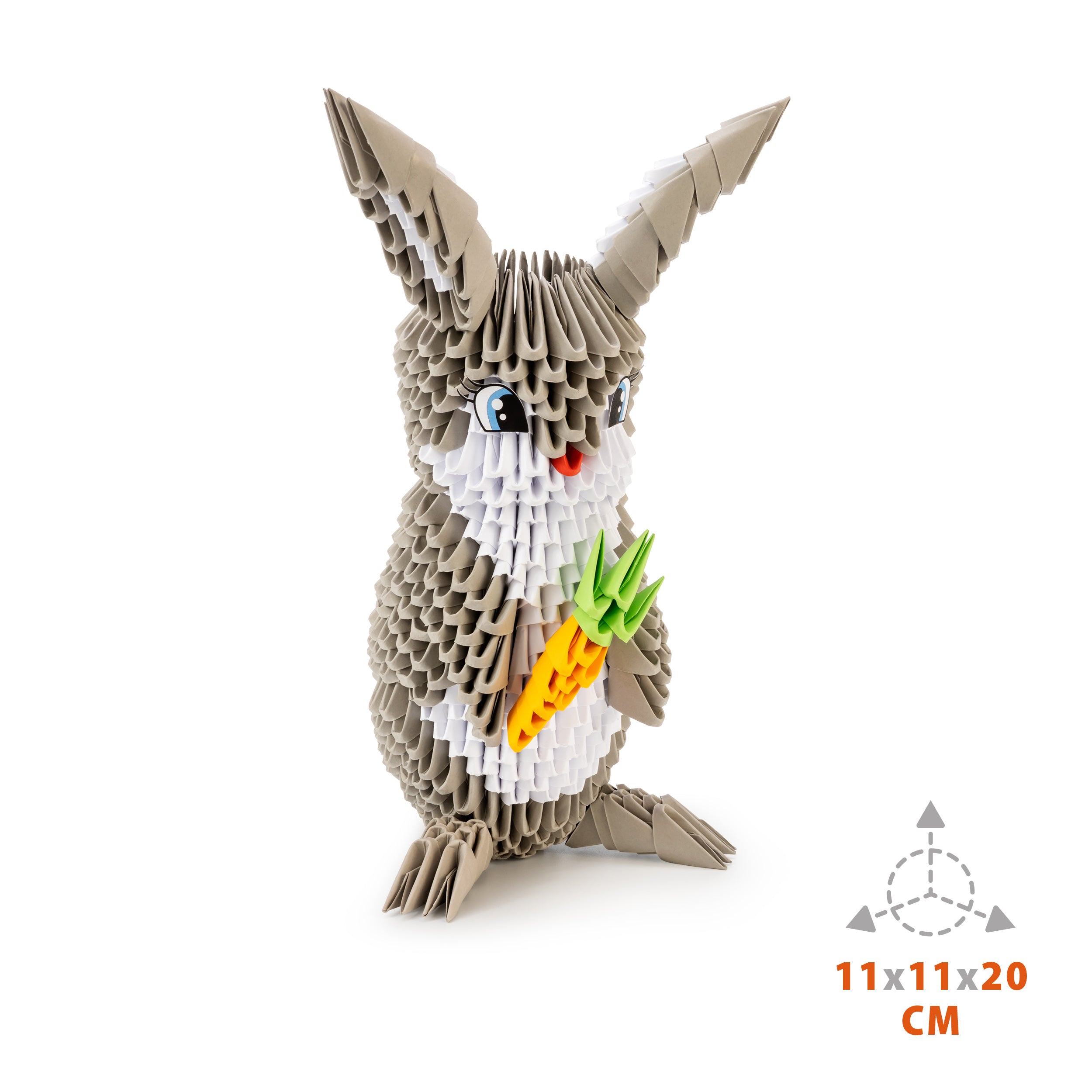 3D Kanin - Origami (Byg-selv papirskulptur - 747 pcs)
