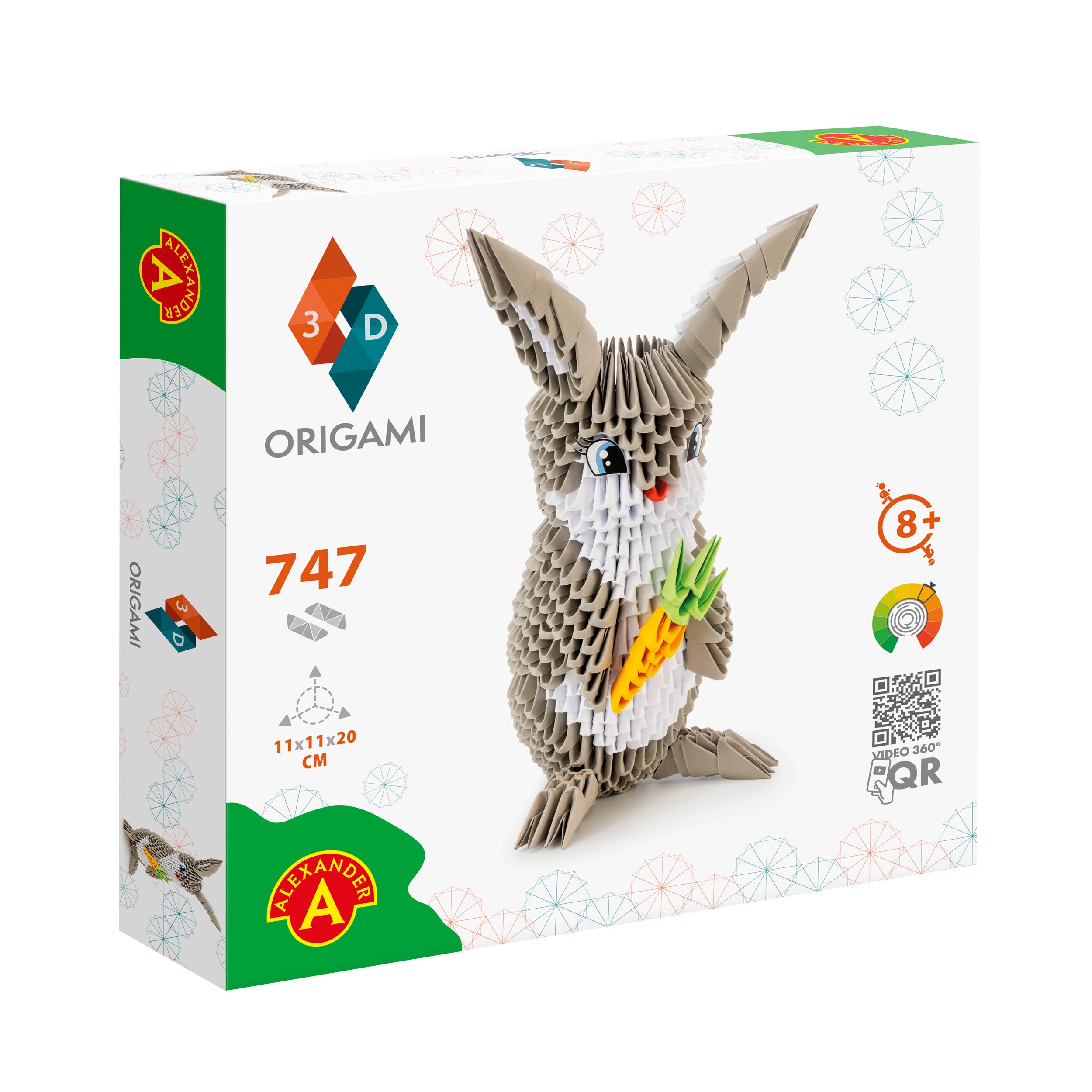 3D Kanin - Origami (Byg-selv papirskulptur - 747 pcs)