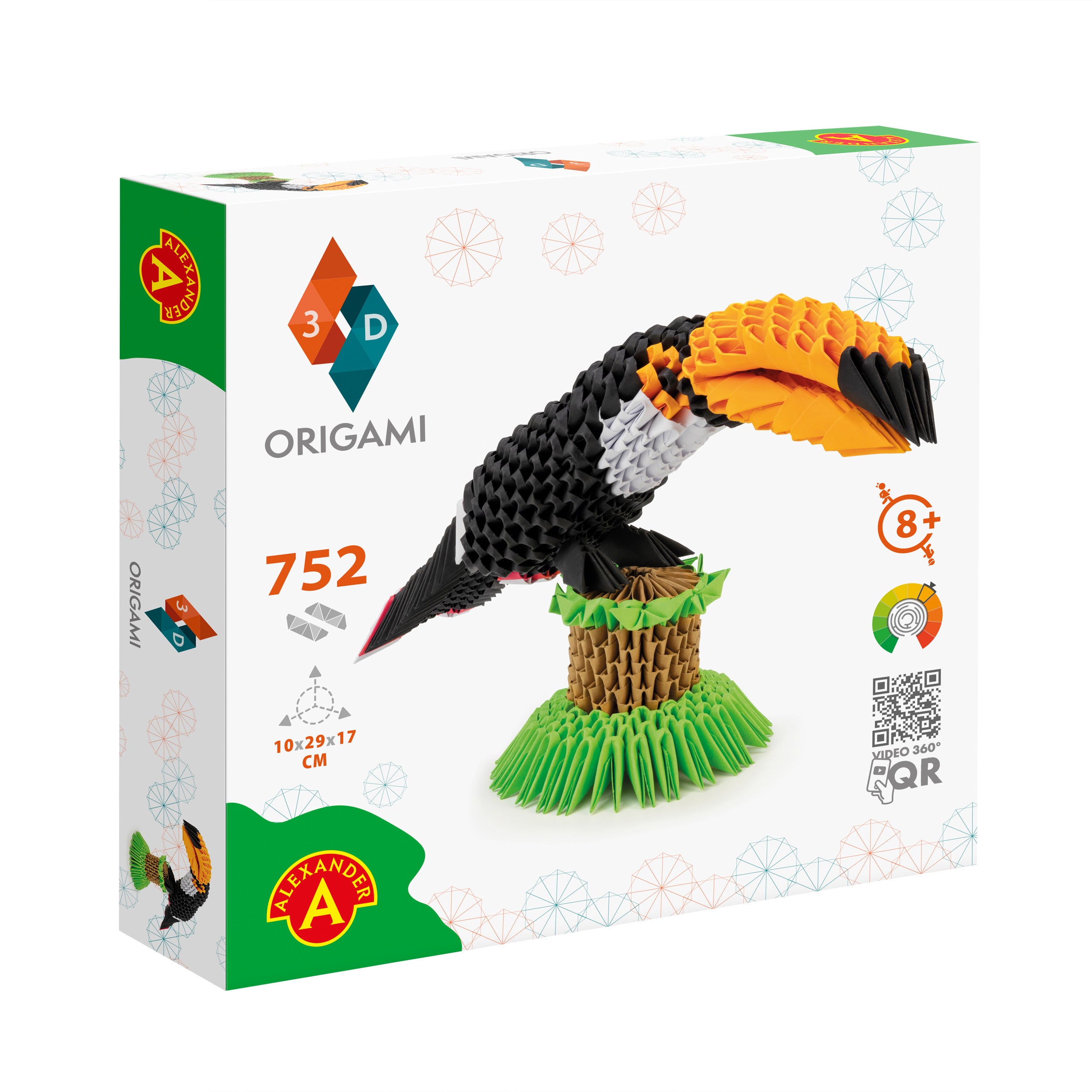 3D Tukan - Origami (Byg-selv papirskulptur - 752 pcs)
