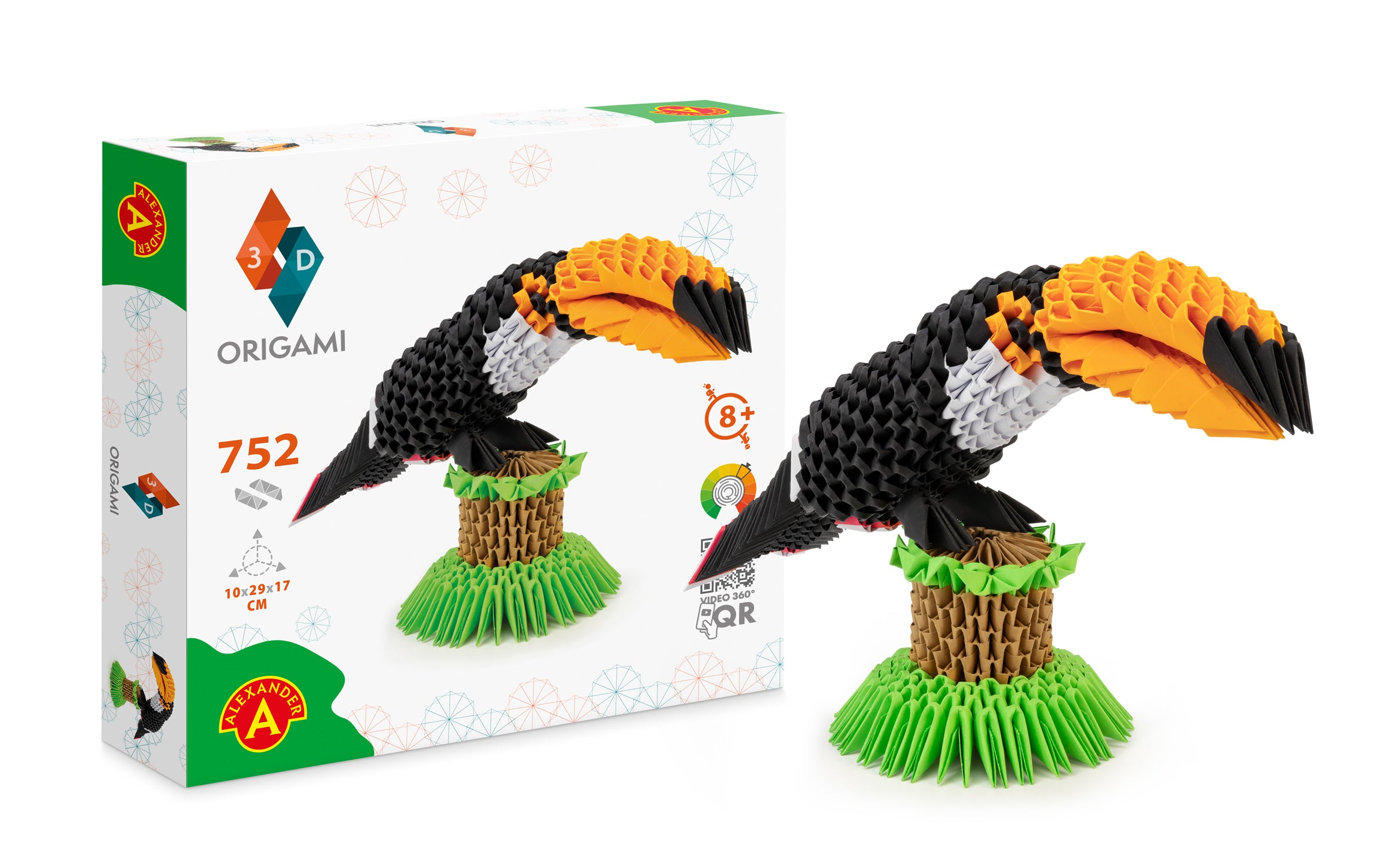 3D Tukan - Origami (Byg-selv papirskulptur - 752 pcs)