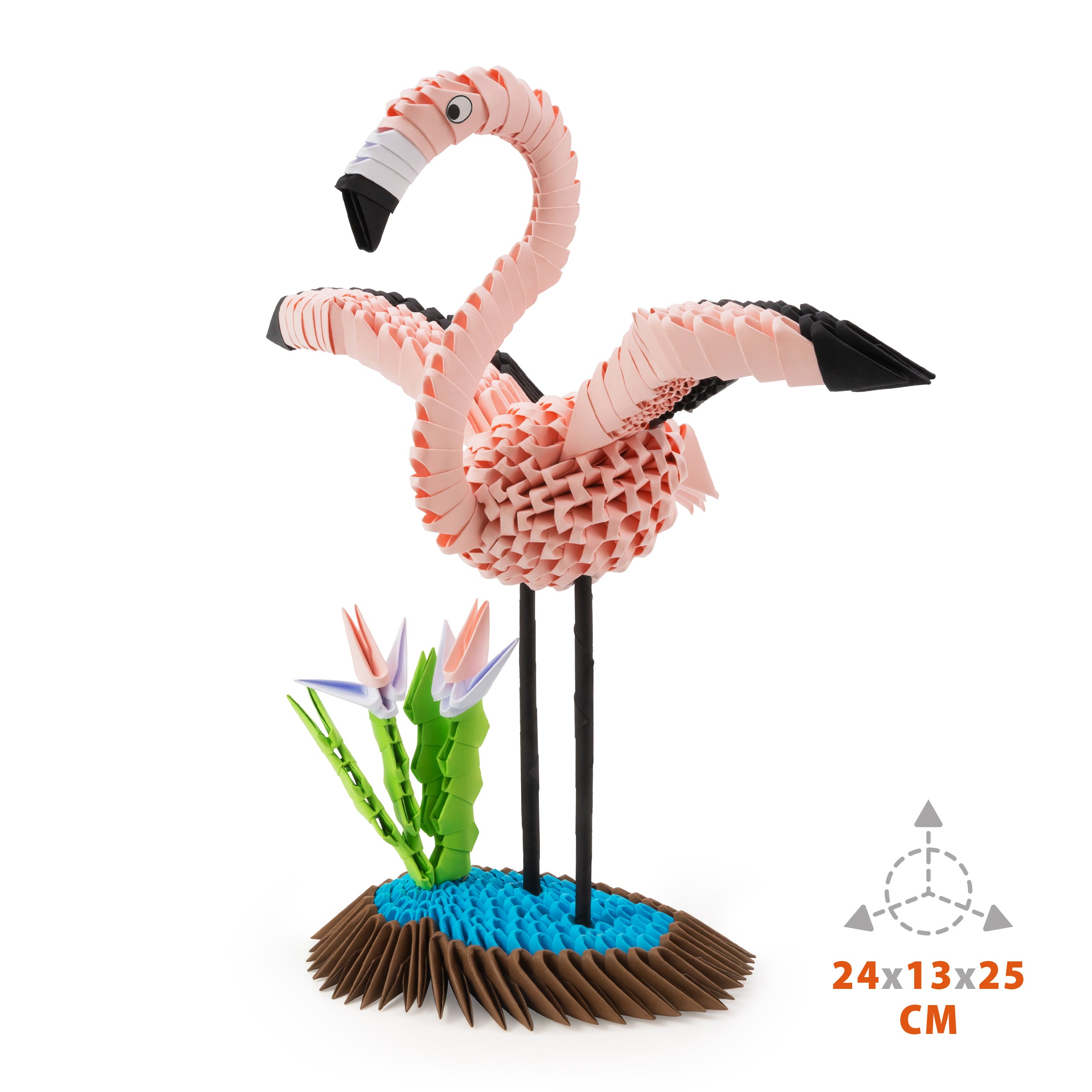 3D Flamingo - Origami (Byg-selv papirskulptur - 571 pcs)