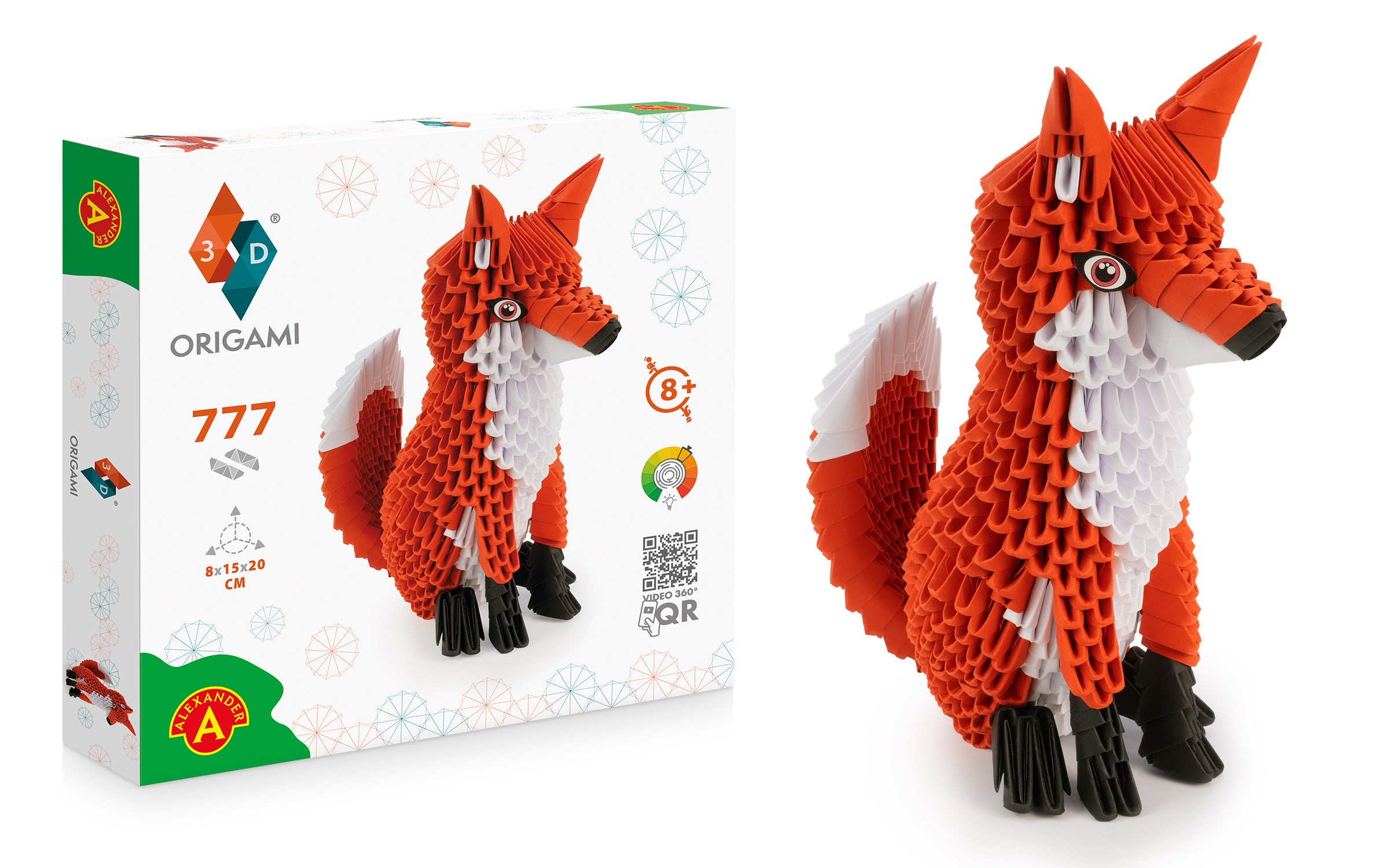 3D Ræv - Origami (Byg-selv papirskulptur - 777 pcs)