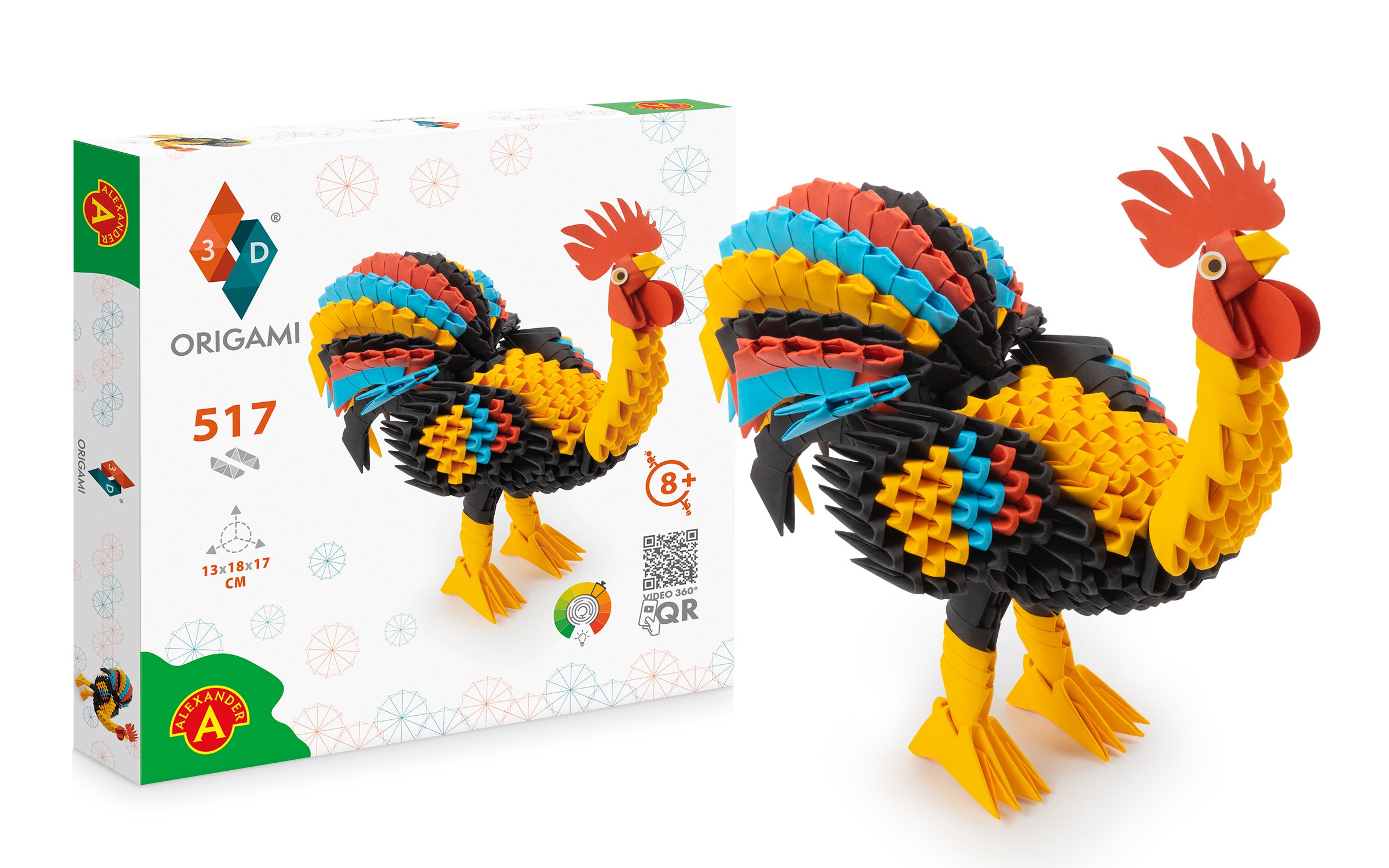3D Hane - Origami (Byg-selv papirskulptur - 517 pcs)