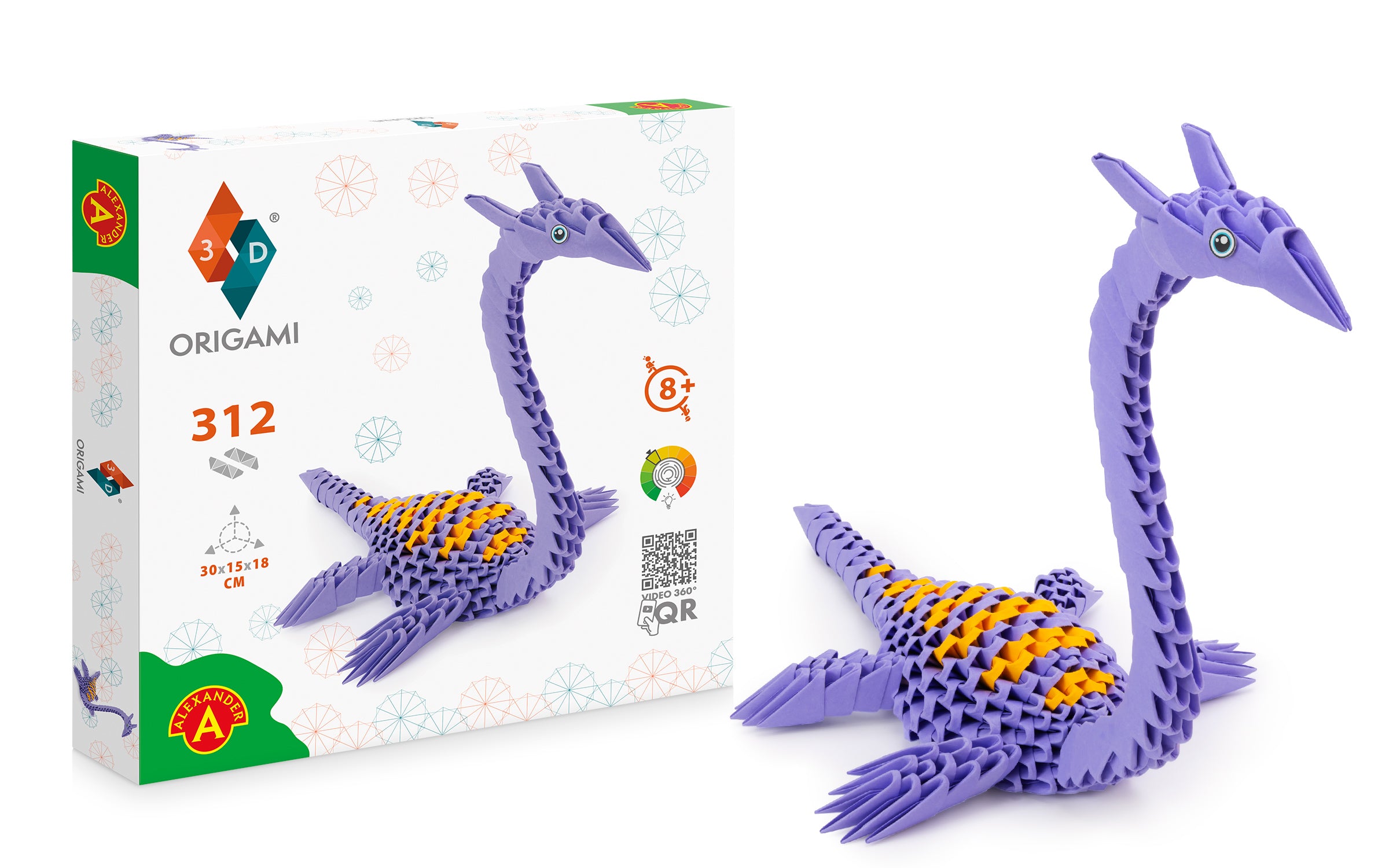 3D Plesiosaurus - Origami (Byg-selv papirskulptur - 312 pcs)