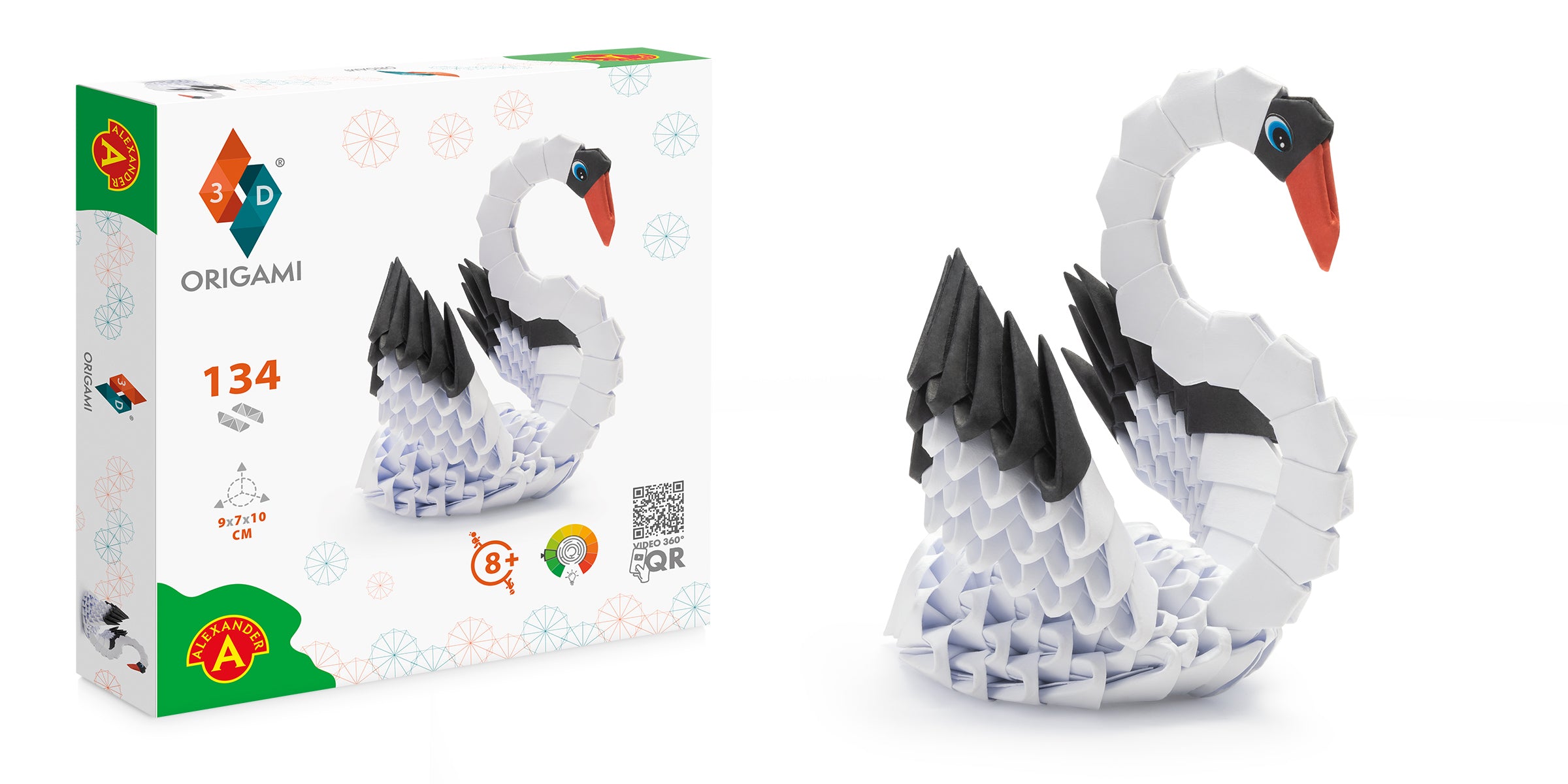3D Svane - Origami (Byg-selv papirskulptur)