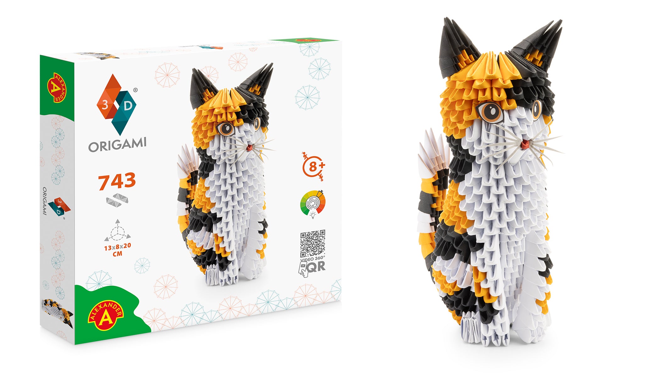3D Kat - Origami (Byg-selv papirskulptur - 743 pcs)