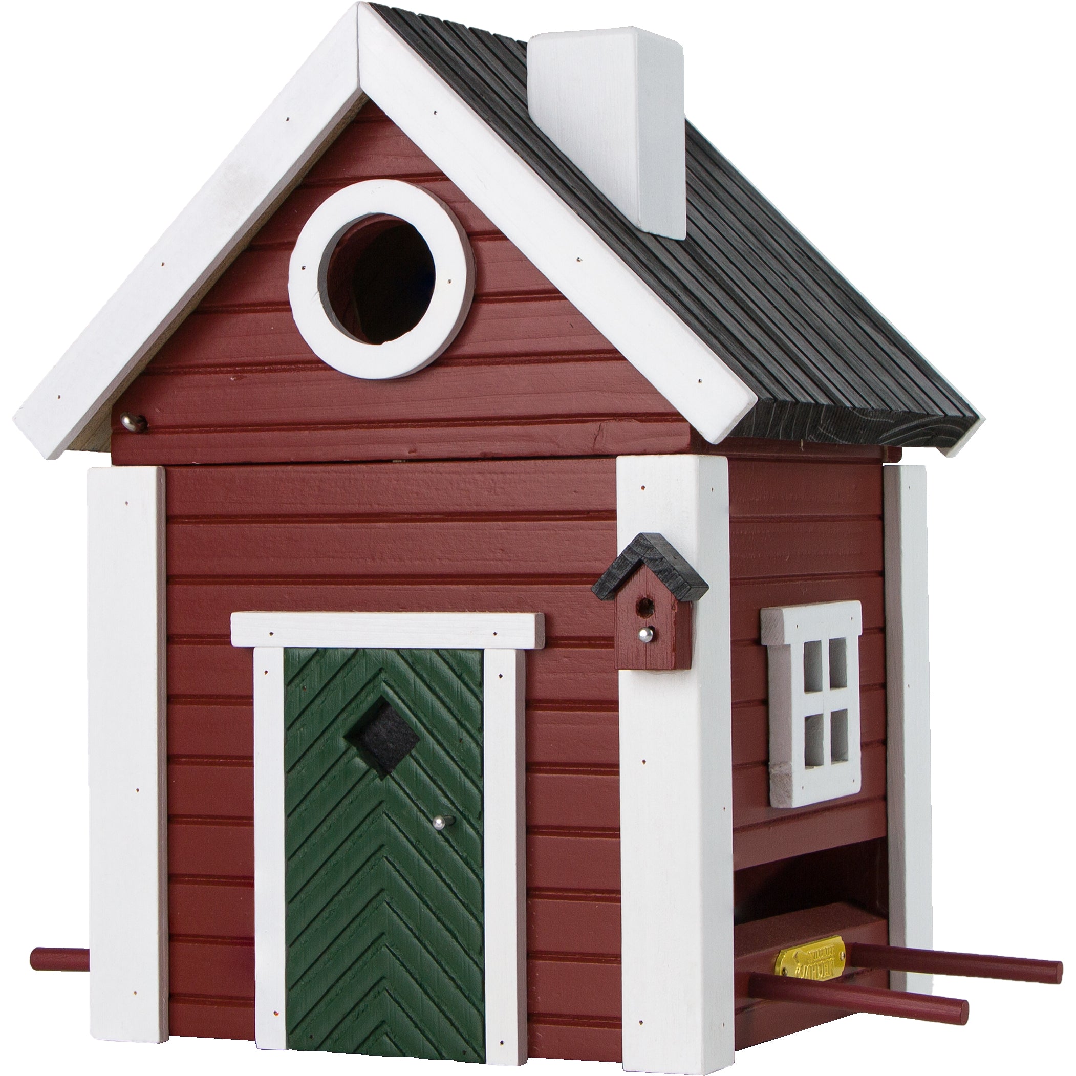 Multi-Fuglekasse/Foderhus - Red Cottage - Ekskl. Pæl