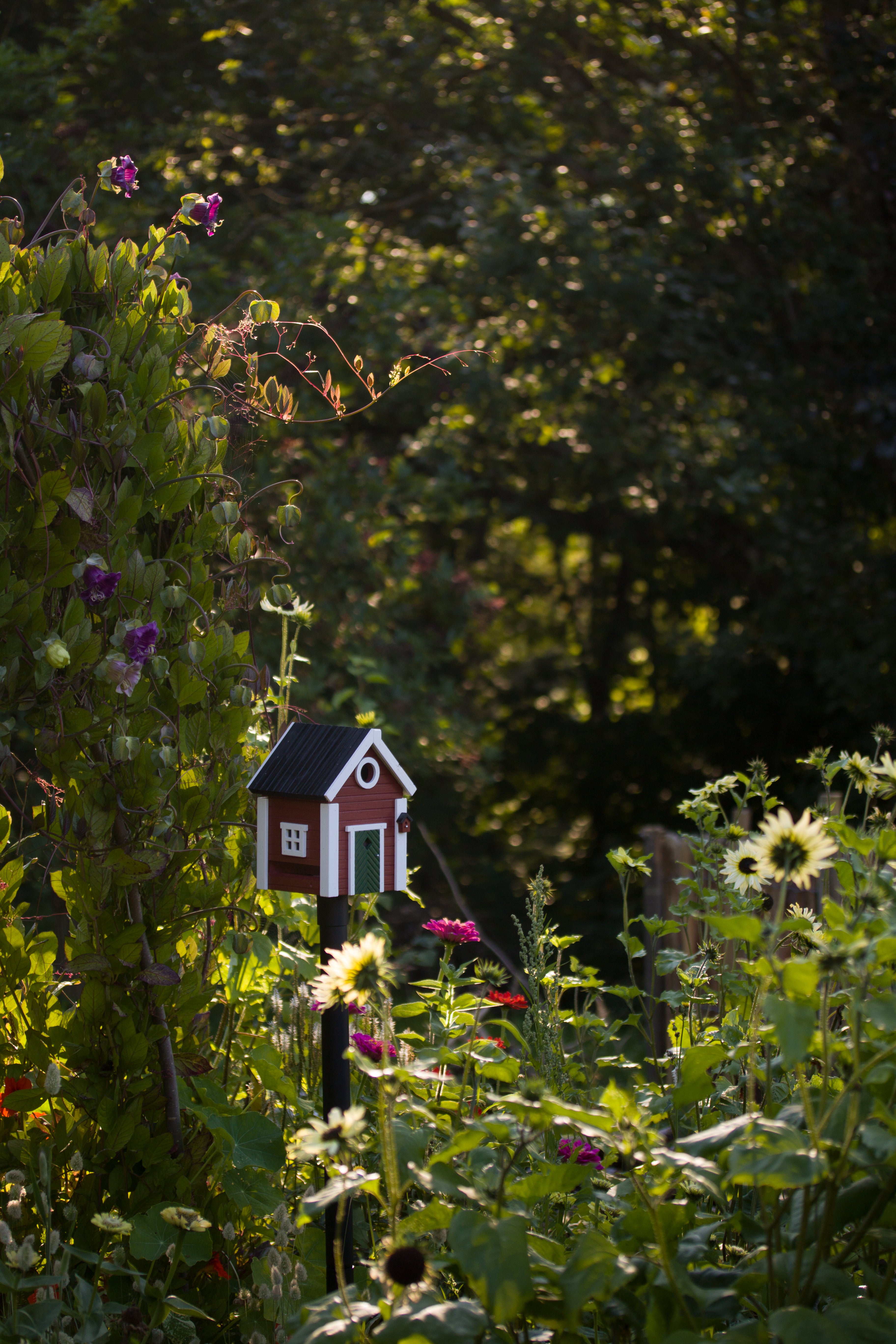 Multi-Fuglekasse/Foderhus - Red Cottage - Ekskl. Pæl