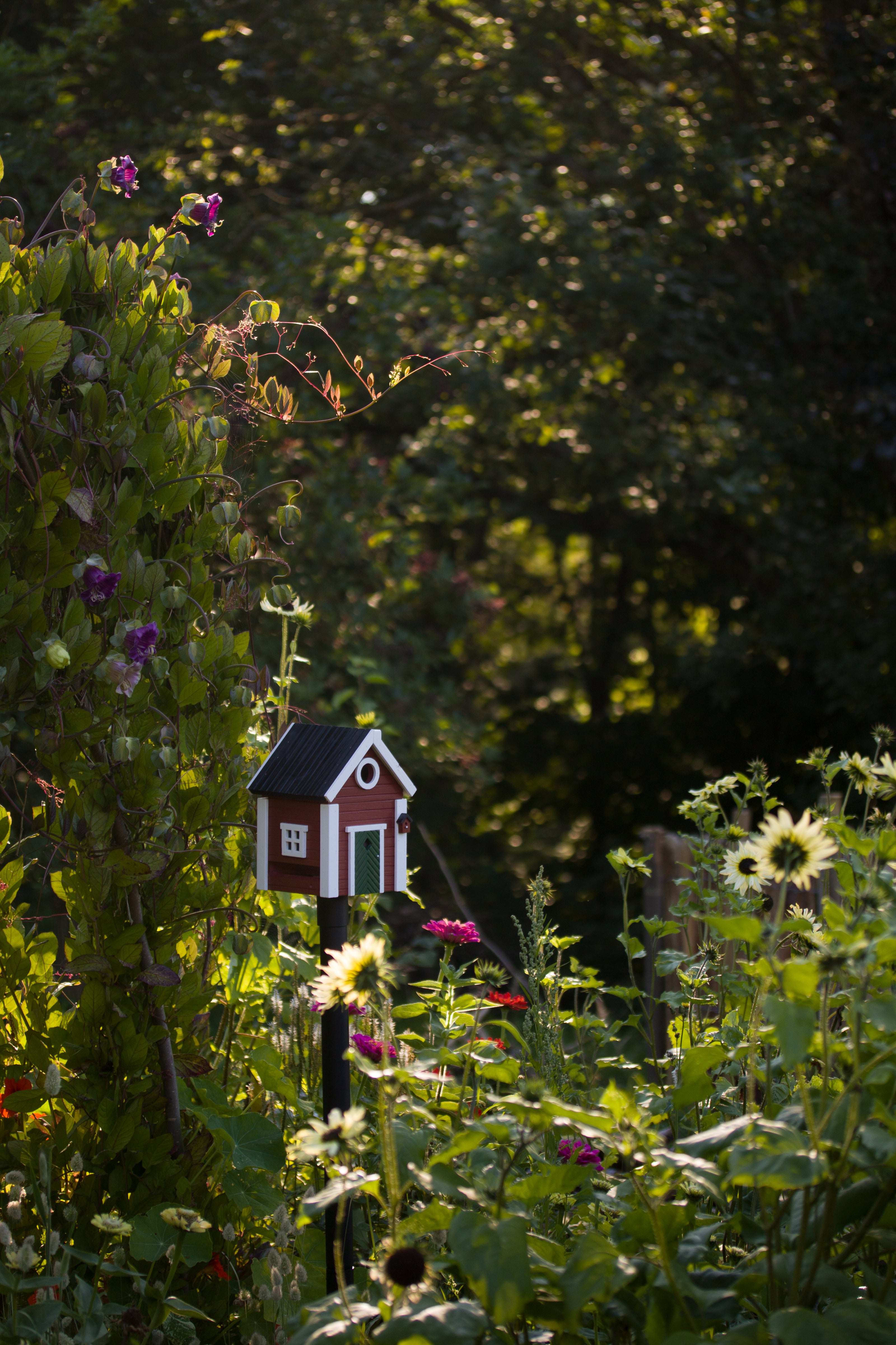 Multi-Fuglekasse/Foderhus - Red Cottage - Ekskl. Pæl