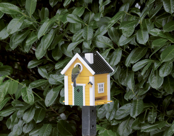 Multi-Fuglekasse/Foderhus - Yellow Cottage - Ekskl. Pæl