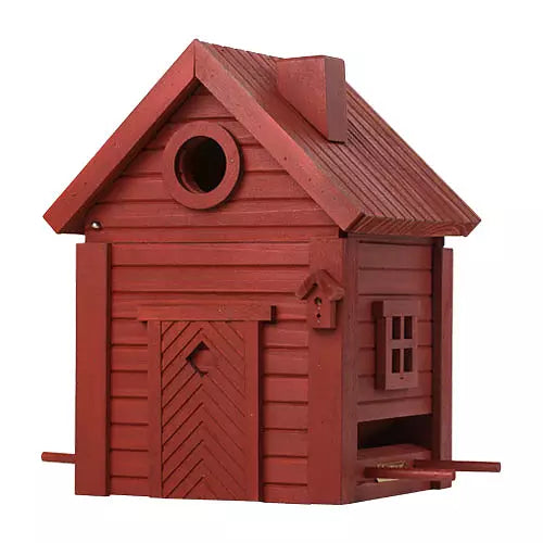 Multi-Fuglekasse/Foderhus - Red Earth - Ekskl. Pæl