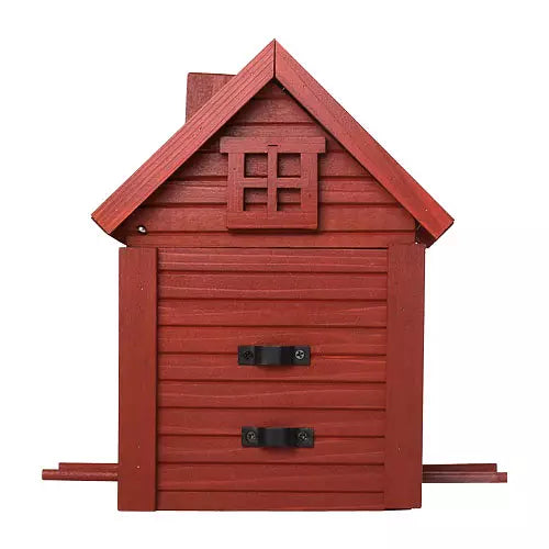 Multi-Fuglekasse/Foderhus - Red Earth - Ekskl. Pæl
