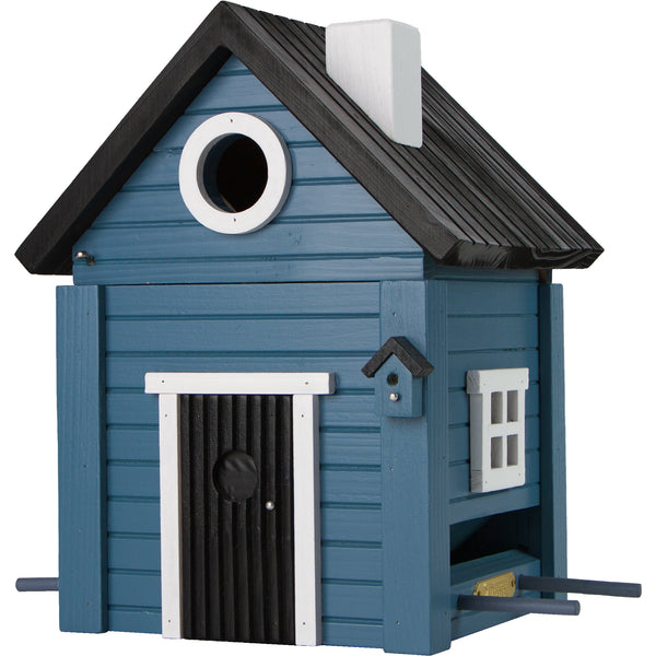 Multi-Fuglekasse/Foderhus - Blue Cottage - Ekskl. Pæl