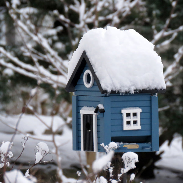 Multi-Fuglekasse/Foderhus - Blue Cottage - Ekskl. Pæl