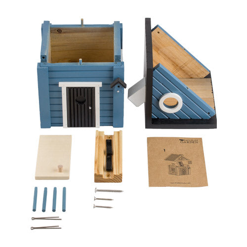 Multi-Fuglekasse/Foderhus - Blue Cottage - Ekskl. Pæl