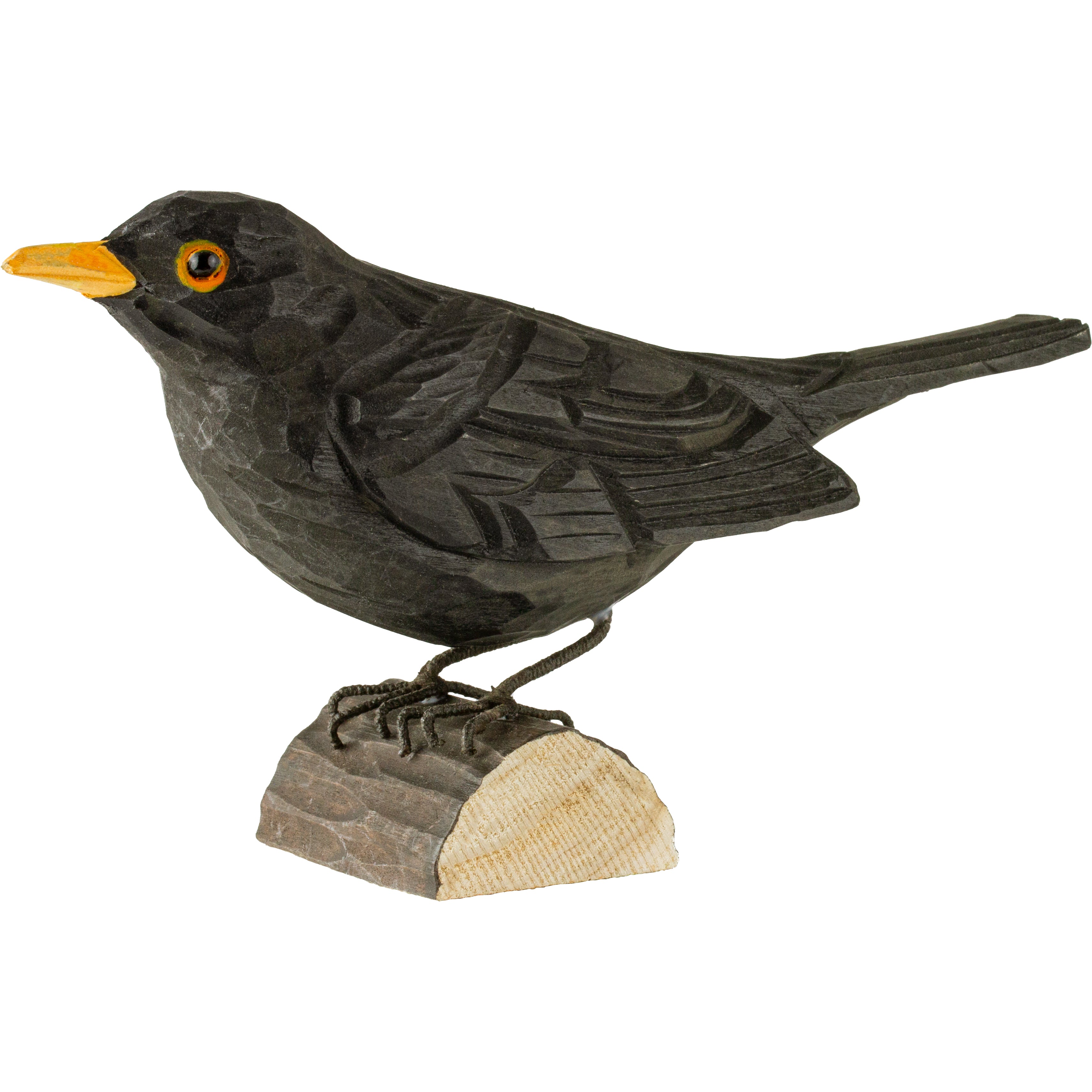 Solsort DecoBird - Håndskåret Træfigur Af Wildlife Garden